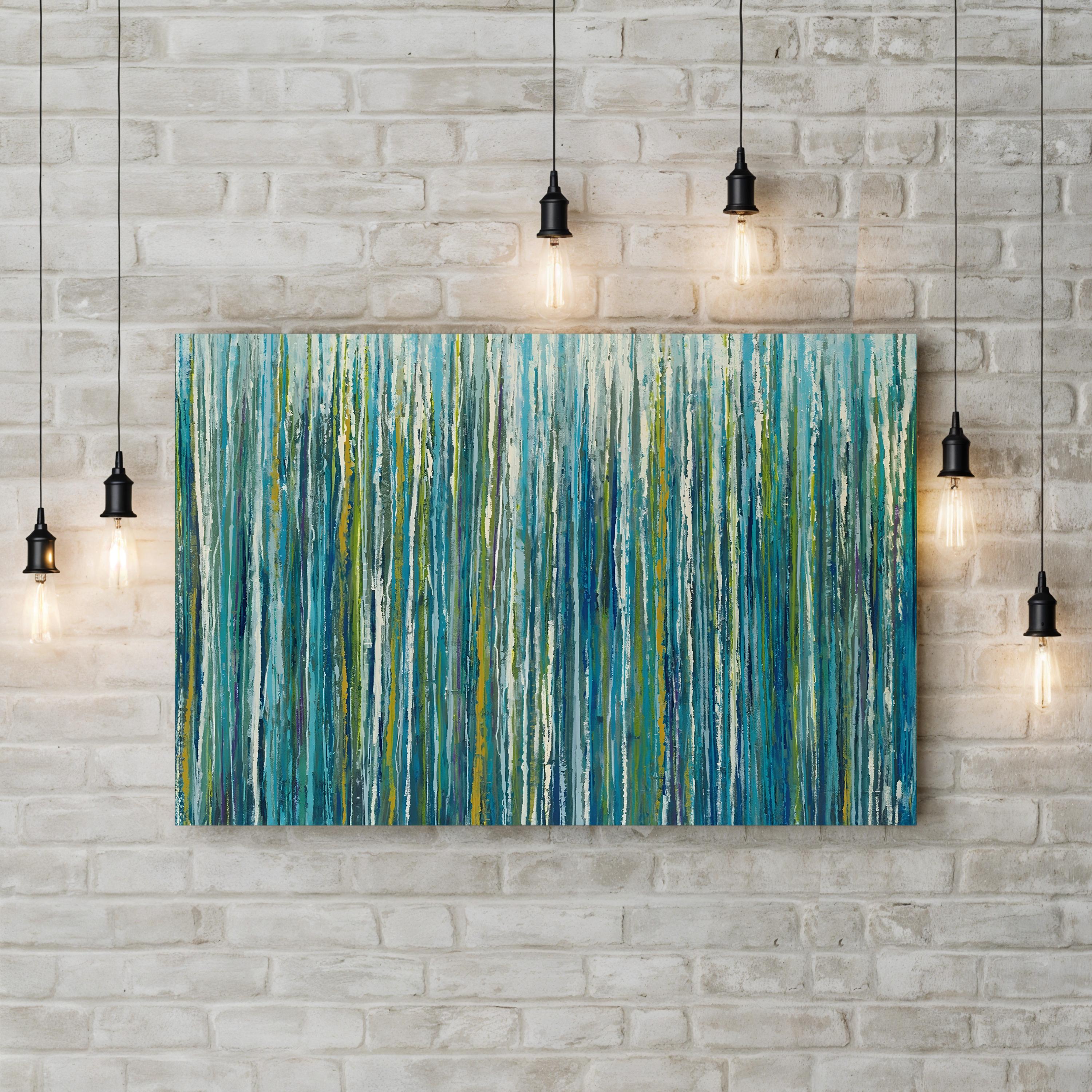 Greencicles Canvas Art by Liz Jardine – Framed Green Abstract Landscape Wall Art