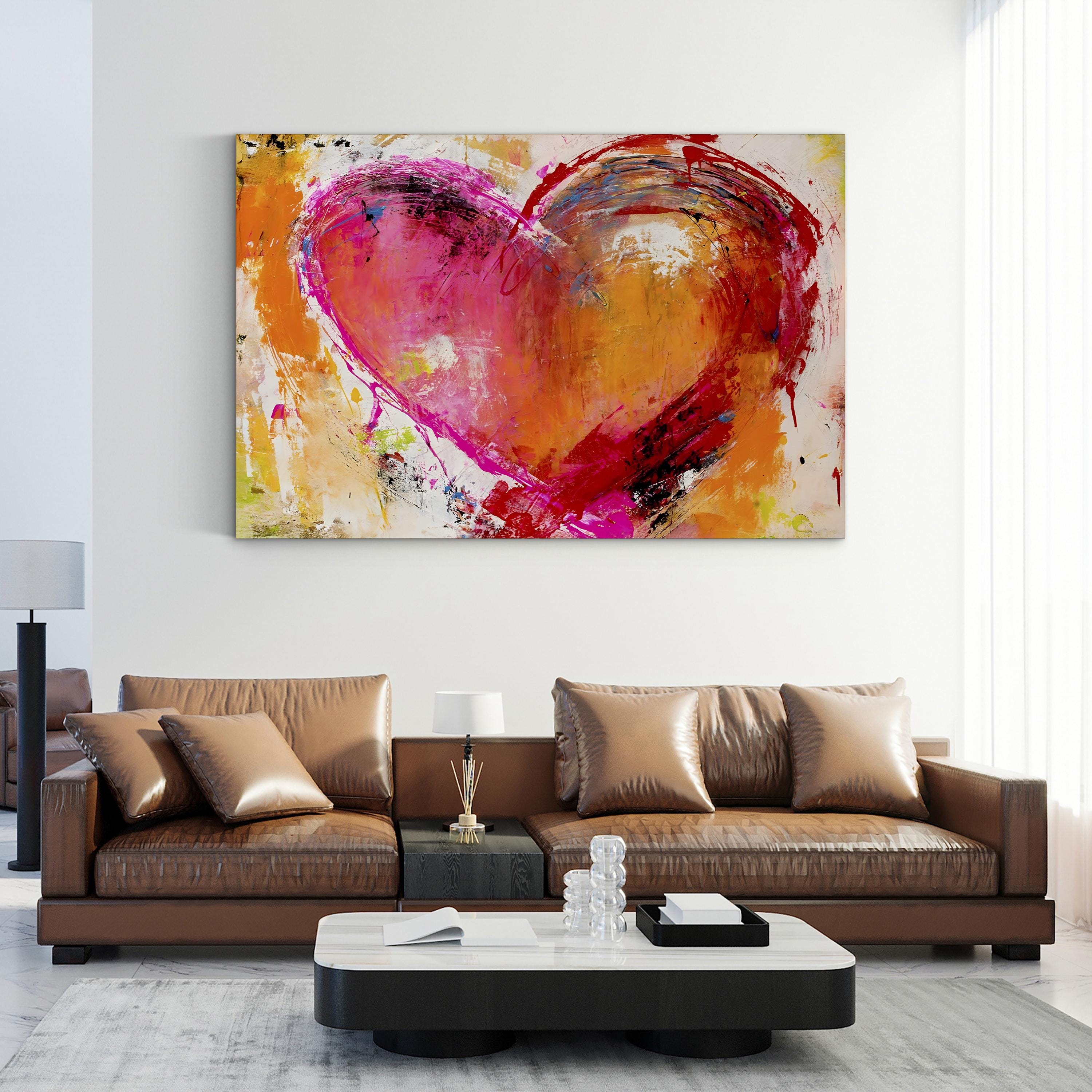 Happy Multi Color Abstract Heart Wall Art by Erin Ashley