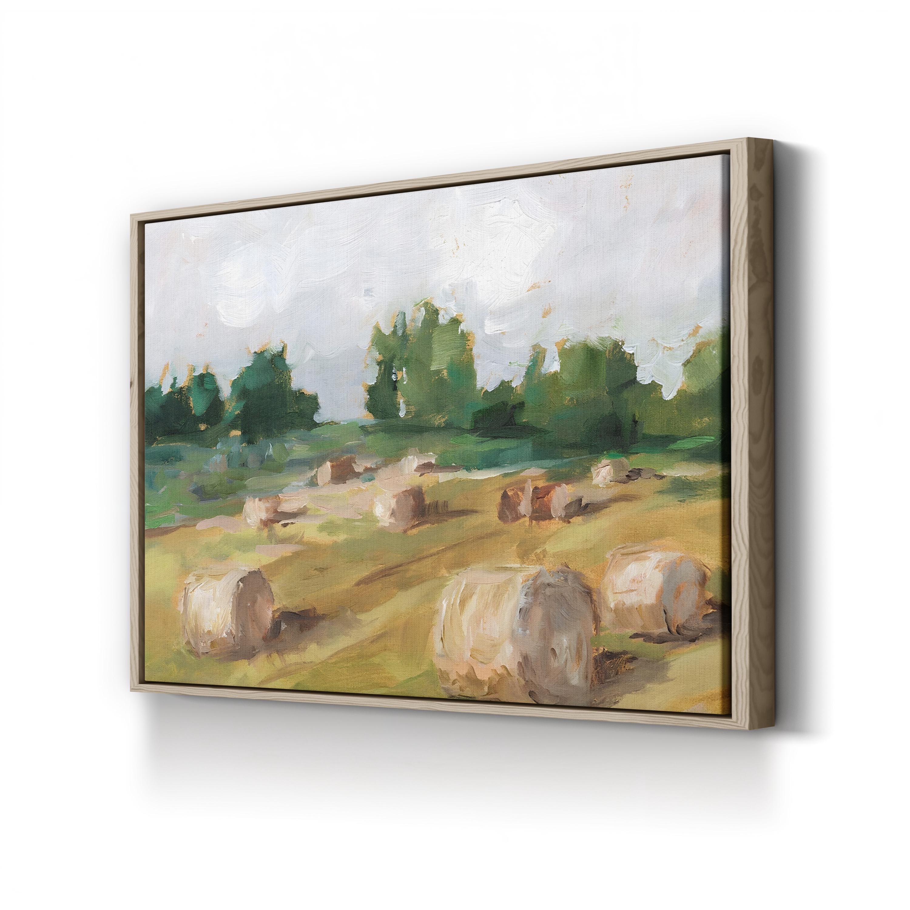 Hay Field I – Framed Golden Rural Landscape Canvas Art by Ethan Harper