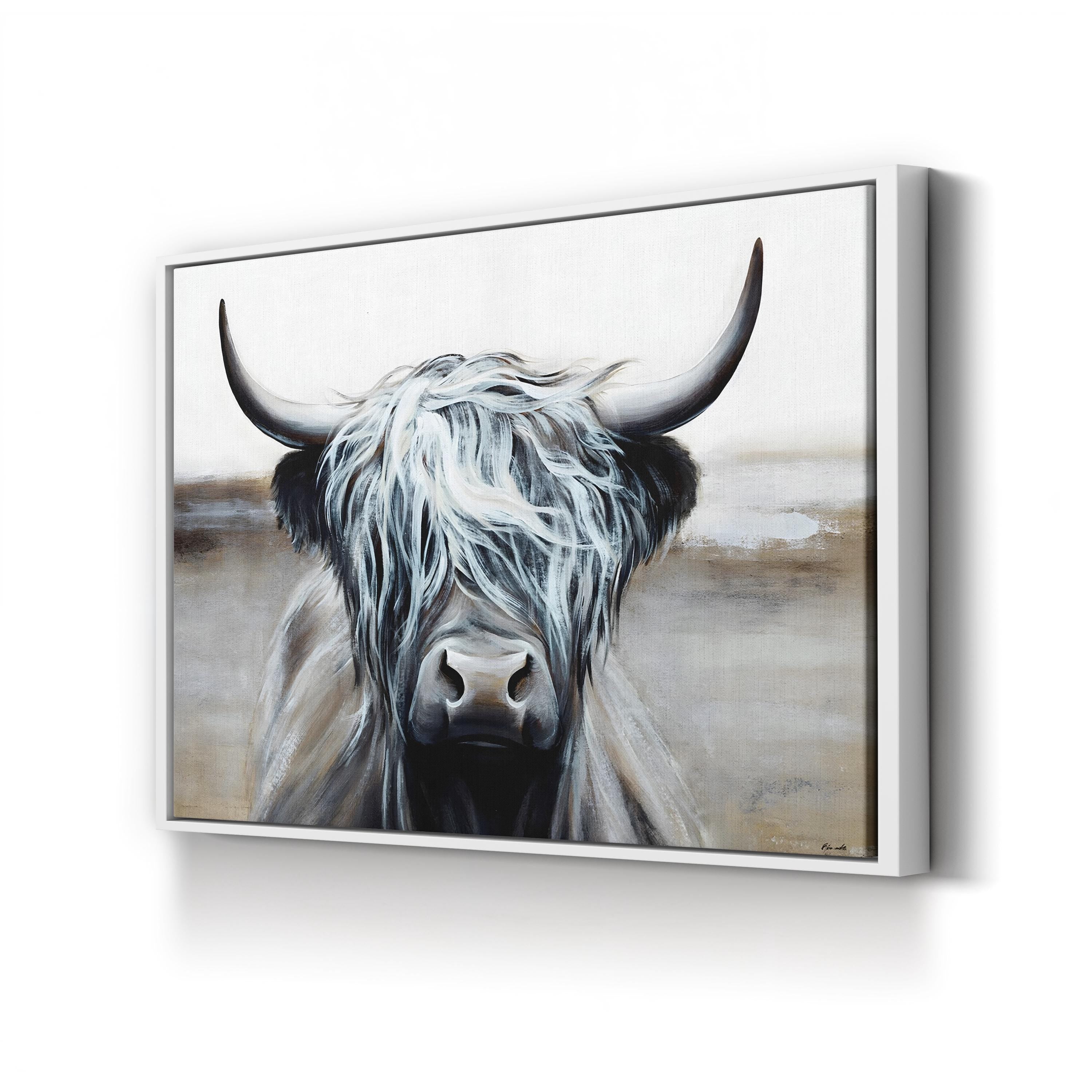 Highlighted Hair Highland Cow Canvas Wall Art | Rustic Farmhouse Animal Art by Sydney Edmunds