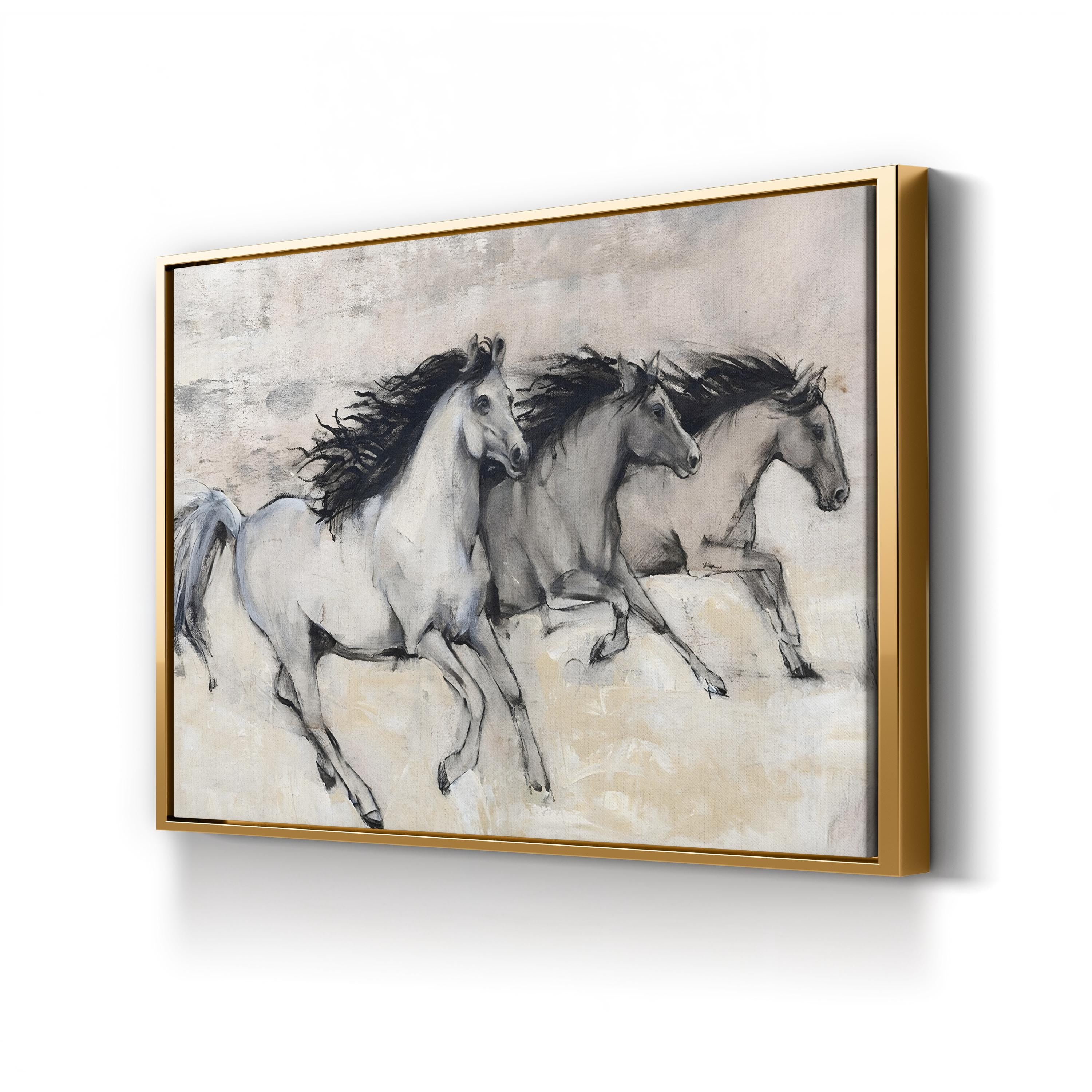 Horses in Motion II Canvas Art – Tim O’Toole Black and White Equestrian Wall Art