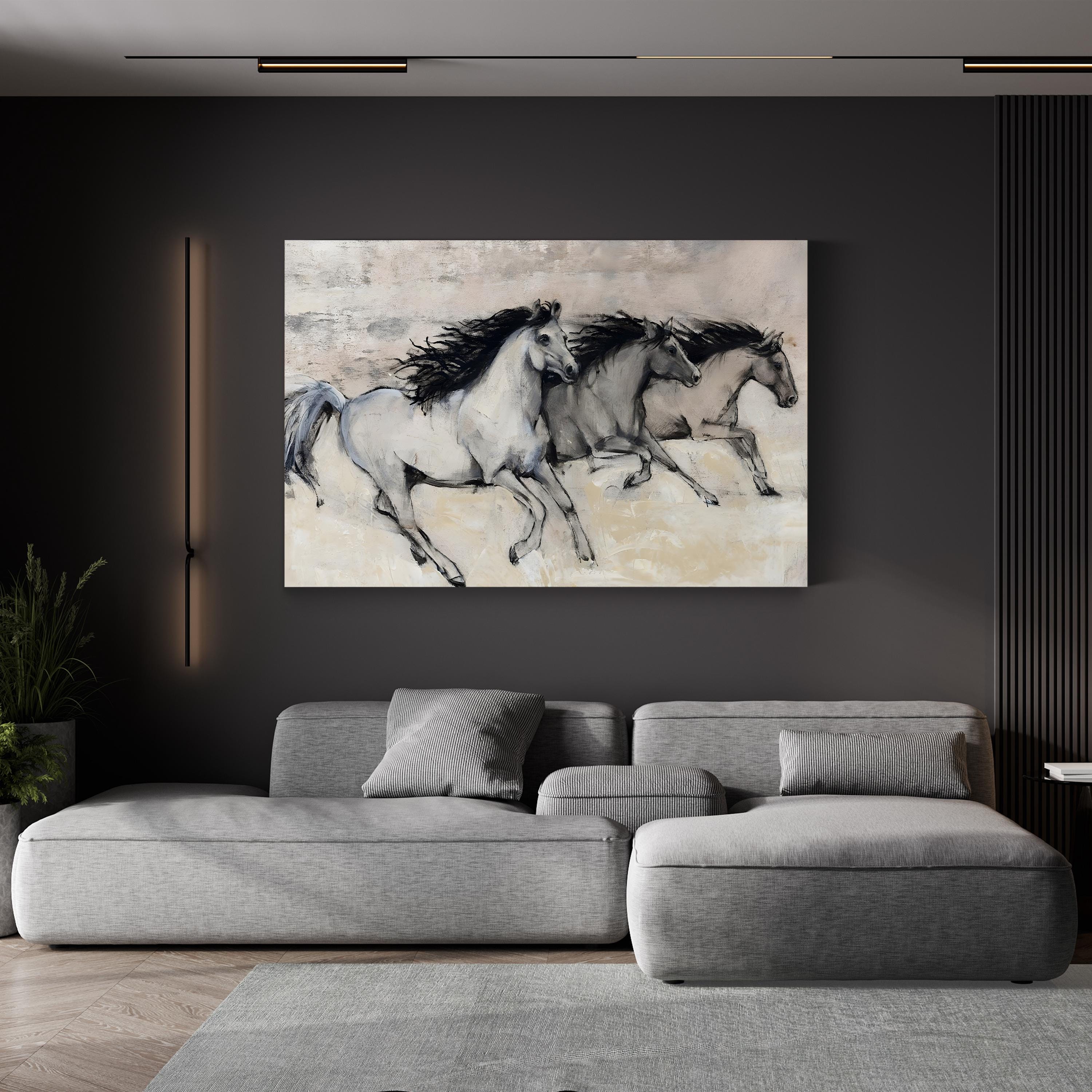 Horses in Motion II Canvas Art – Tim O’Toole Black and White Equestrian Wall Art