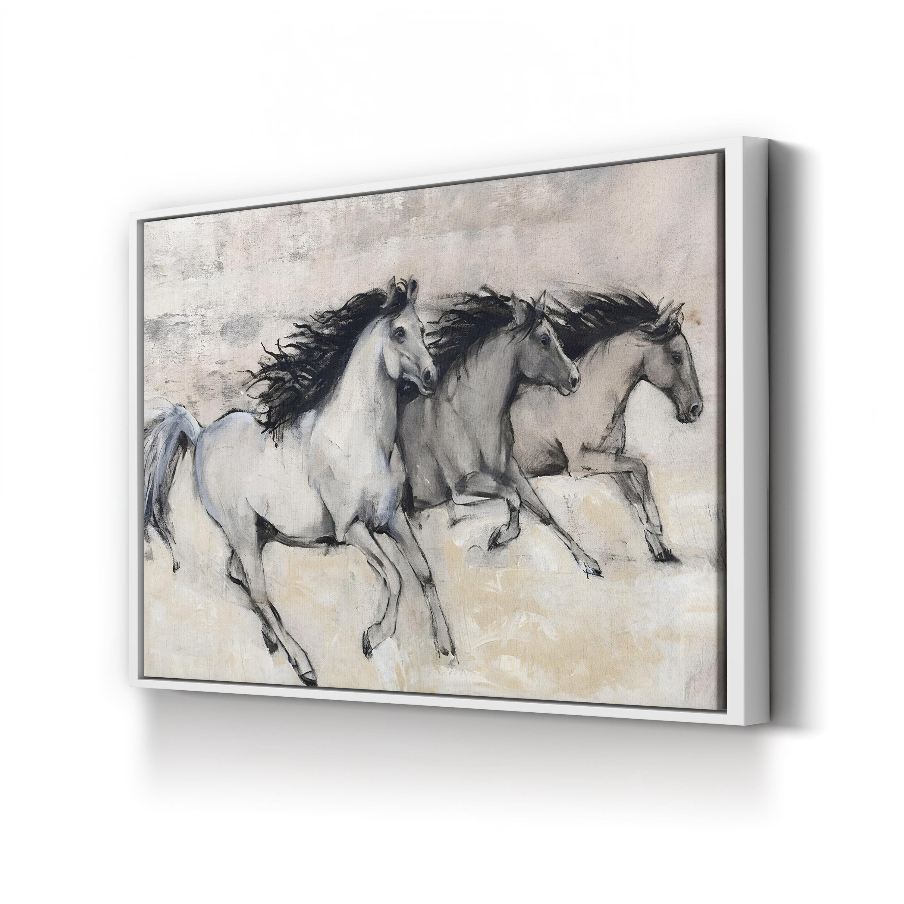 Horses in Motion II Canvas Art – Tim O’Toole Black and White Equestrian Wall Art