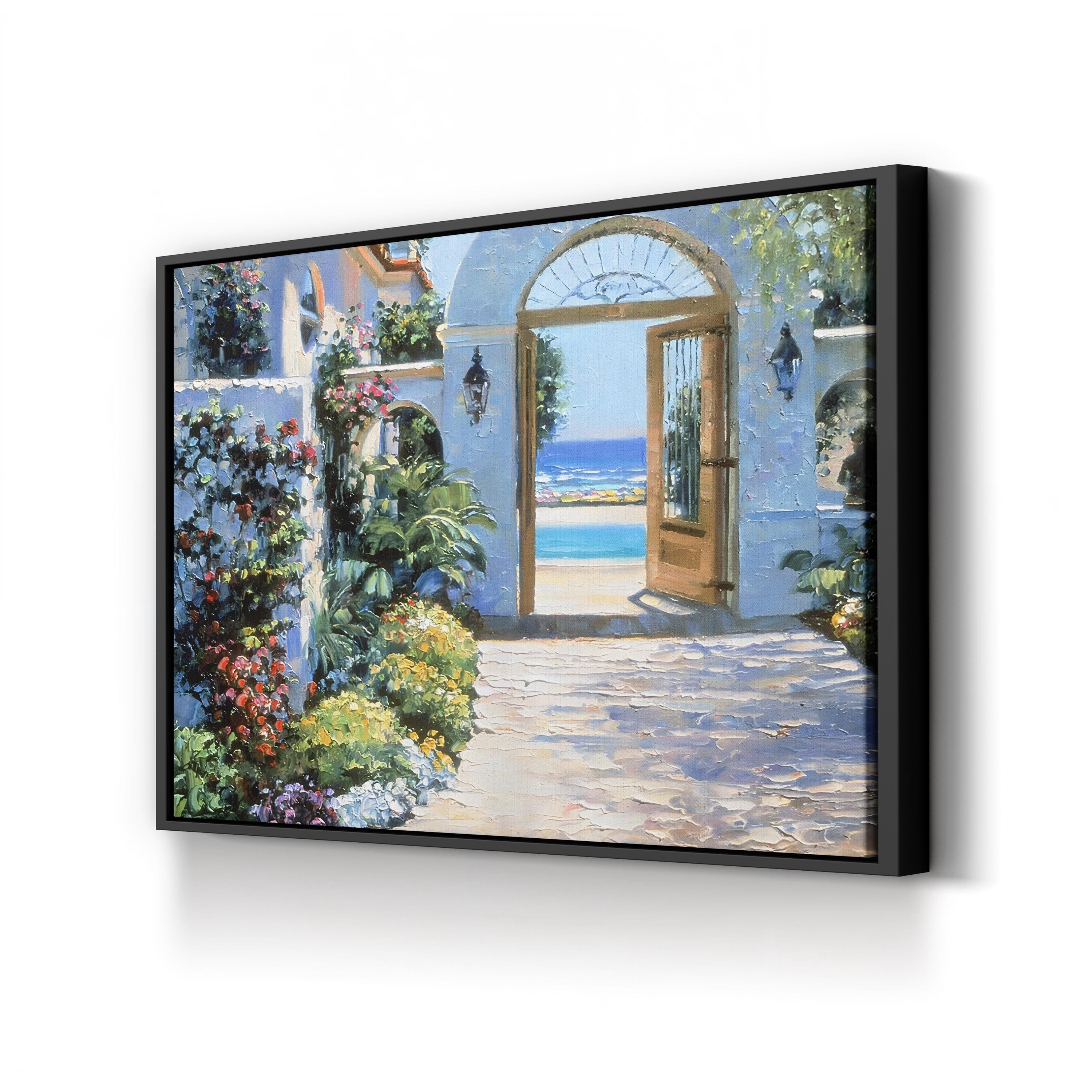 Hotel California Mediterranean Courtyard – Howard Behrens Wall Art | Coastal Canvas Print