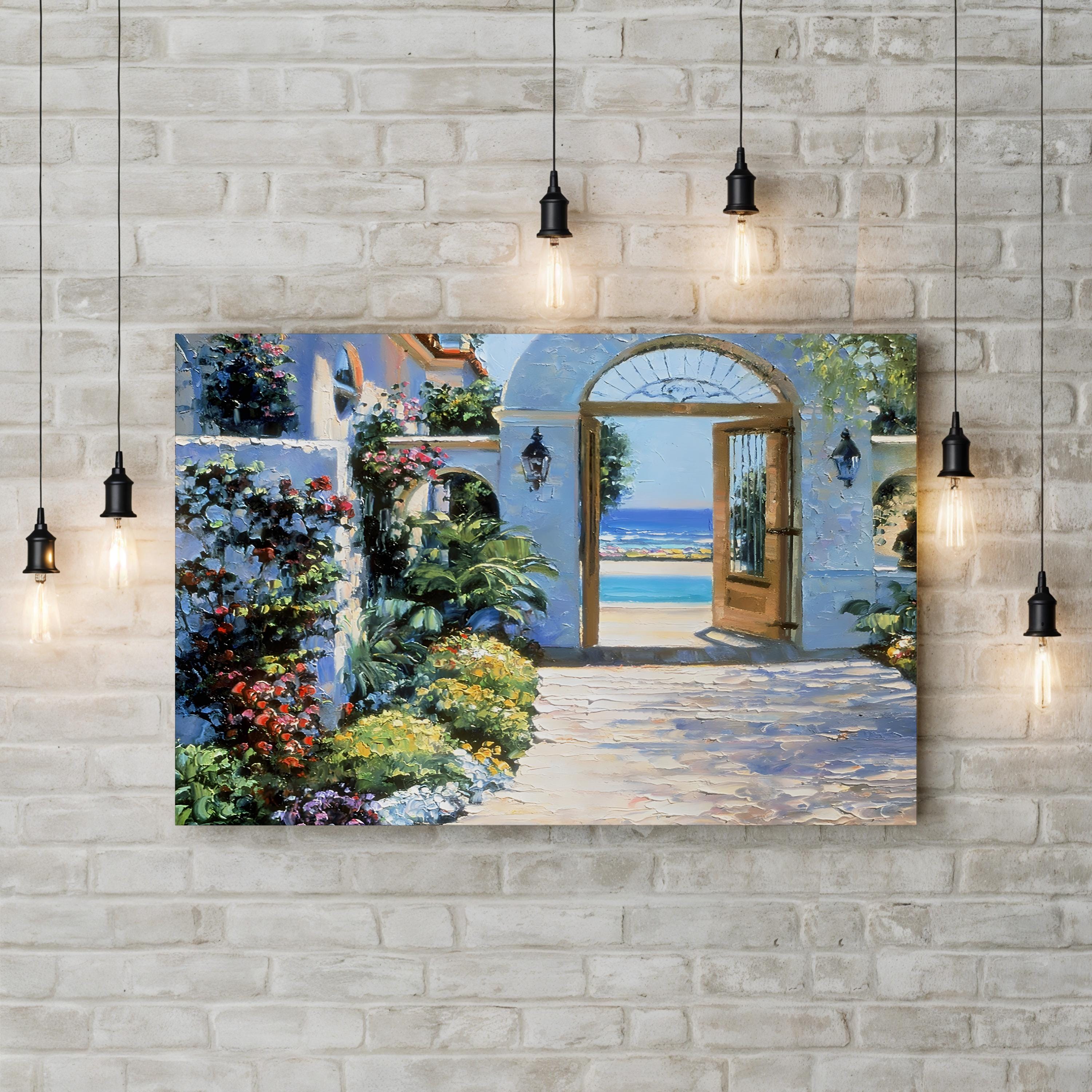 Hotel California Mediterranean Courtyard – Howard Behrens Wall Art | Coastal Canvas Print