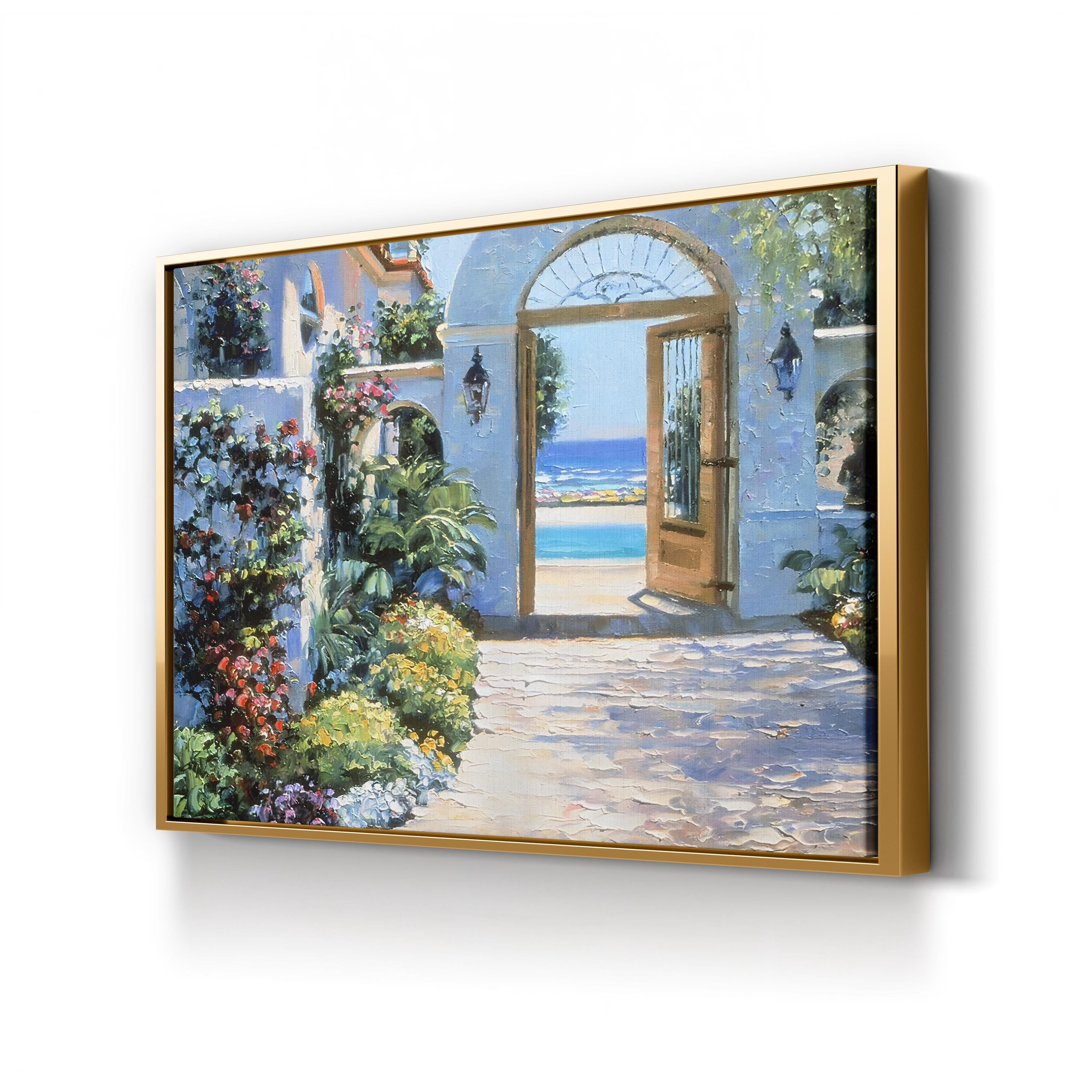 Hotel California Mediterranean Courtyard – Howard Behrens Wall Art | Coastal Canvas Print
