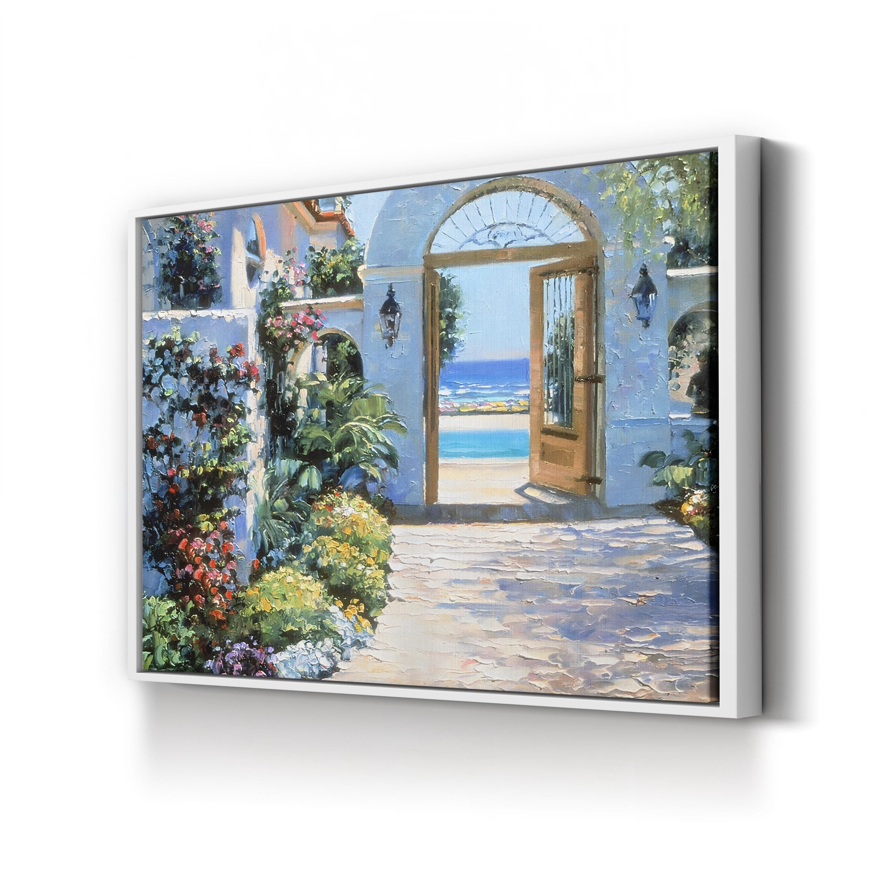 Hotel California Mediterranean Courtyard – Howard Behrens Wall Art | Coastal Canvas Print