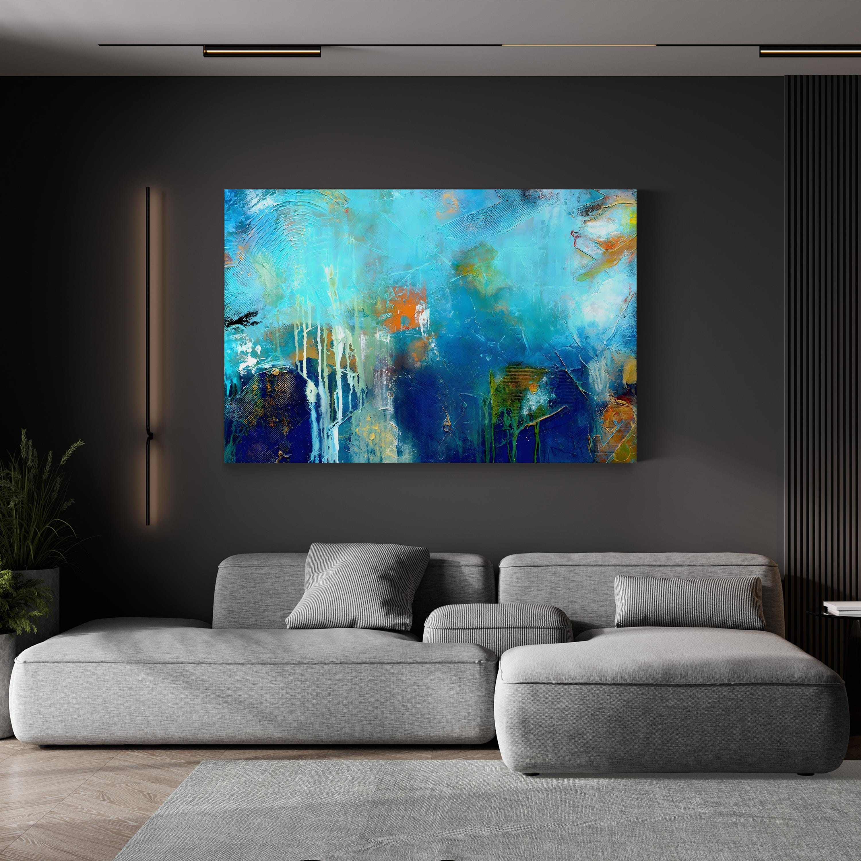 House of Blues Wall Art by Erin Ashley – Contemporary Abstract Floral Canvas Print