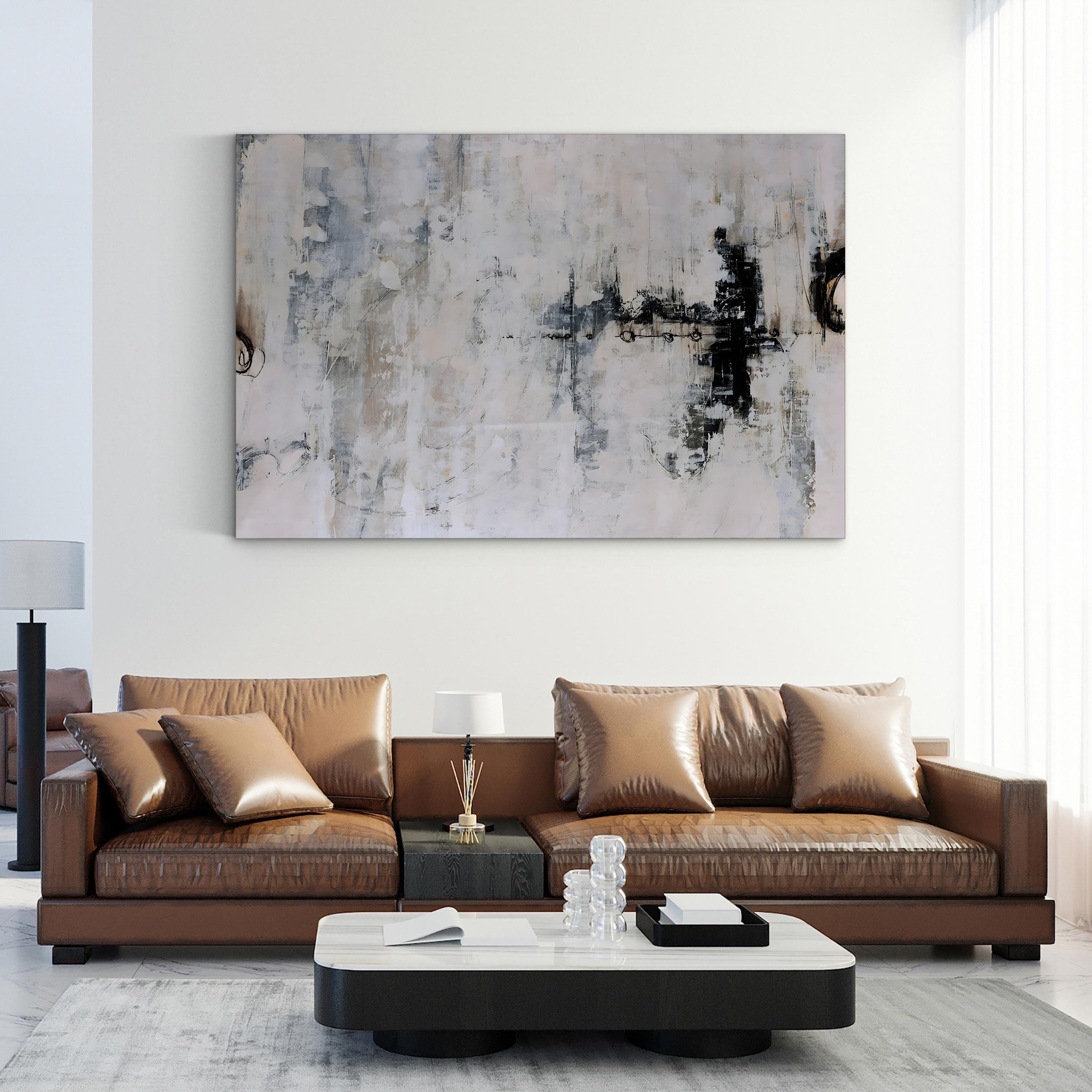 Icarus Wall Art – Abstract Black and White Canvas by Joshua Schicker