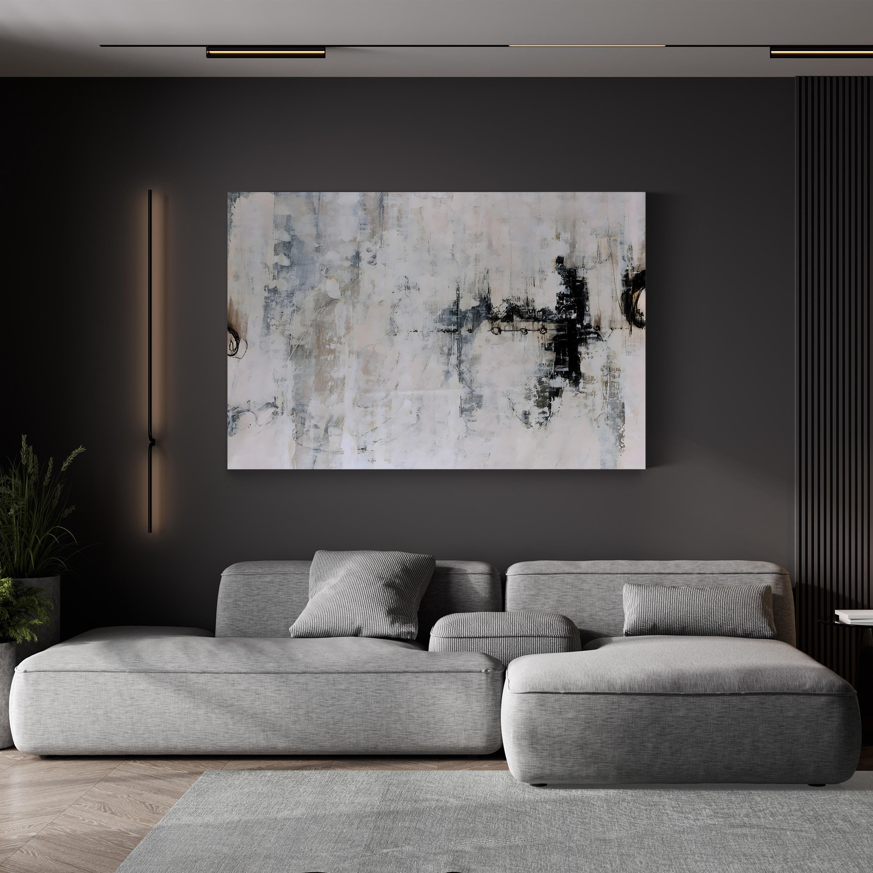 Icarus Wall Art – Abstract Black and White Canvas by Joshua Schicker