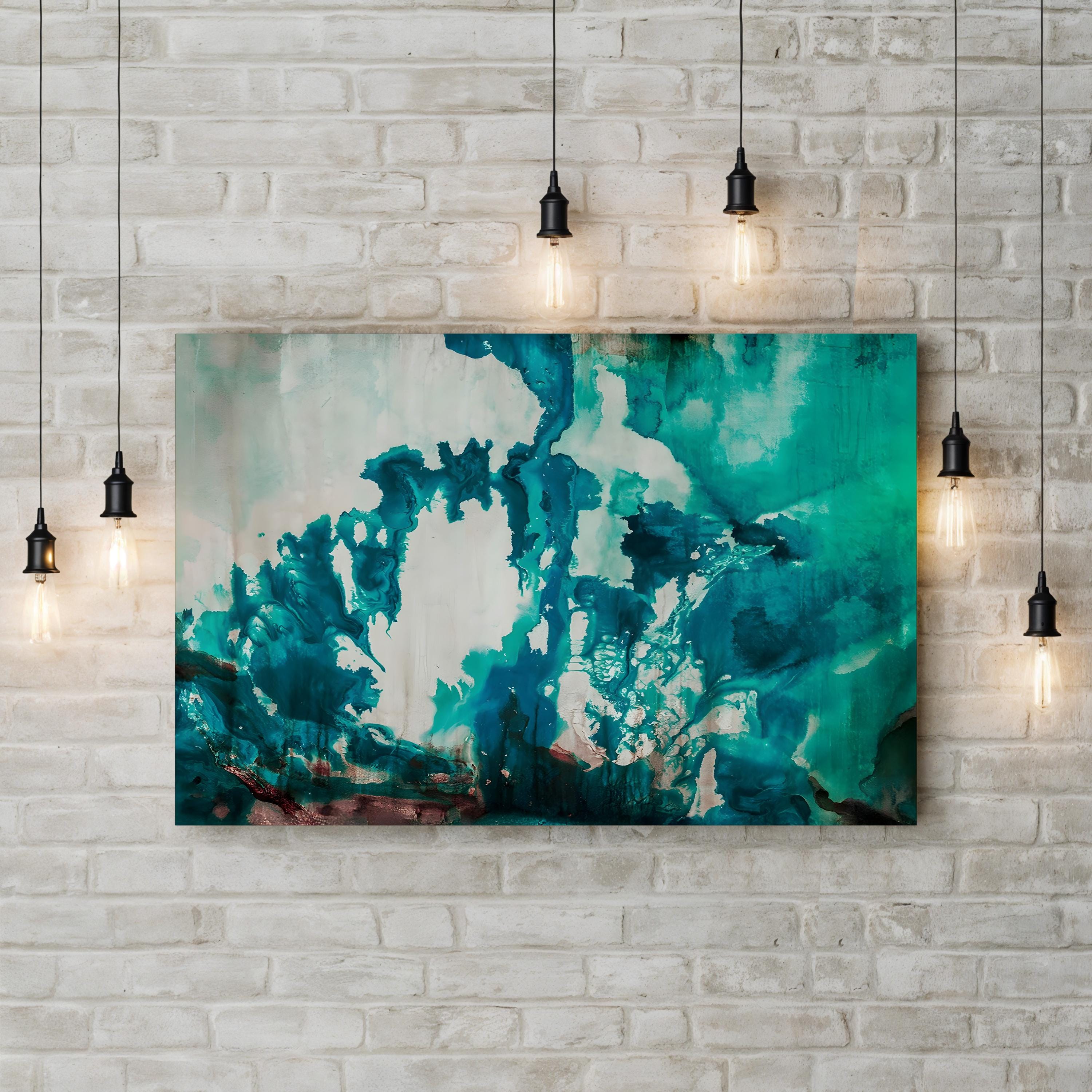 Icecap Abstract Wall Art by Kari Taylor – Turquoise Blue Contemporary Canvas Print