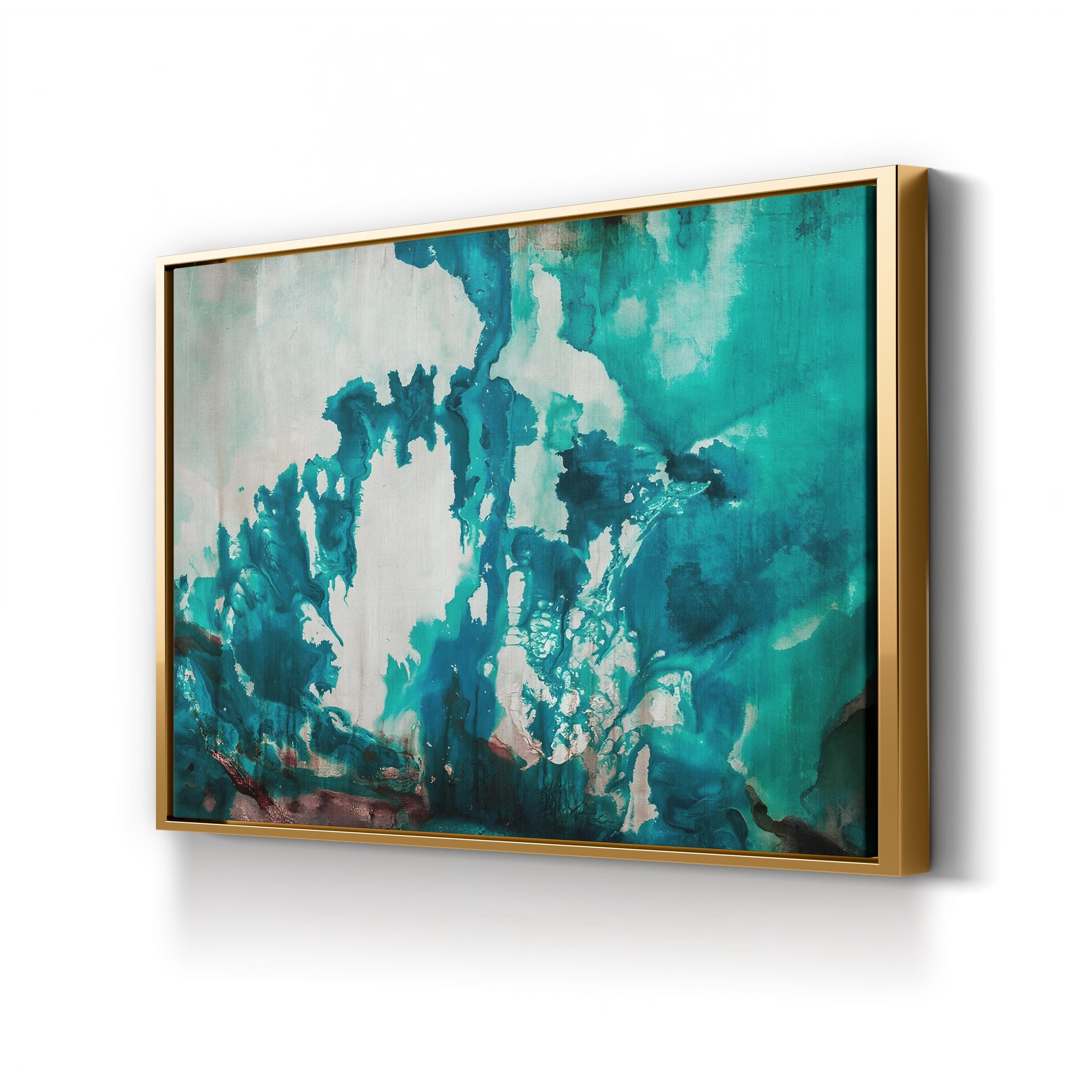 Icecap Abstract Wall Art by Kari Taylor – Turquoise Blue Contemporary Canvas Print