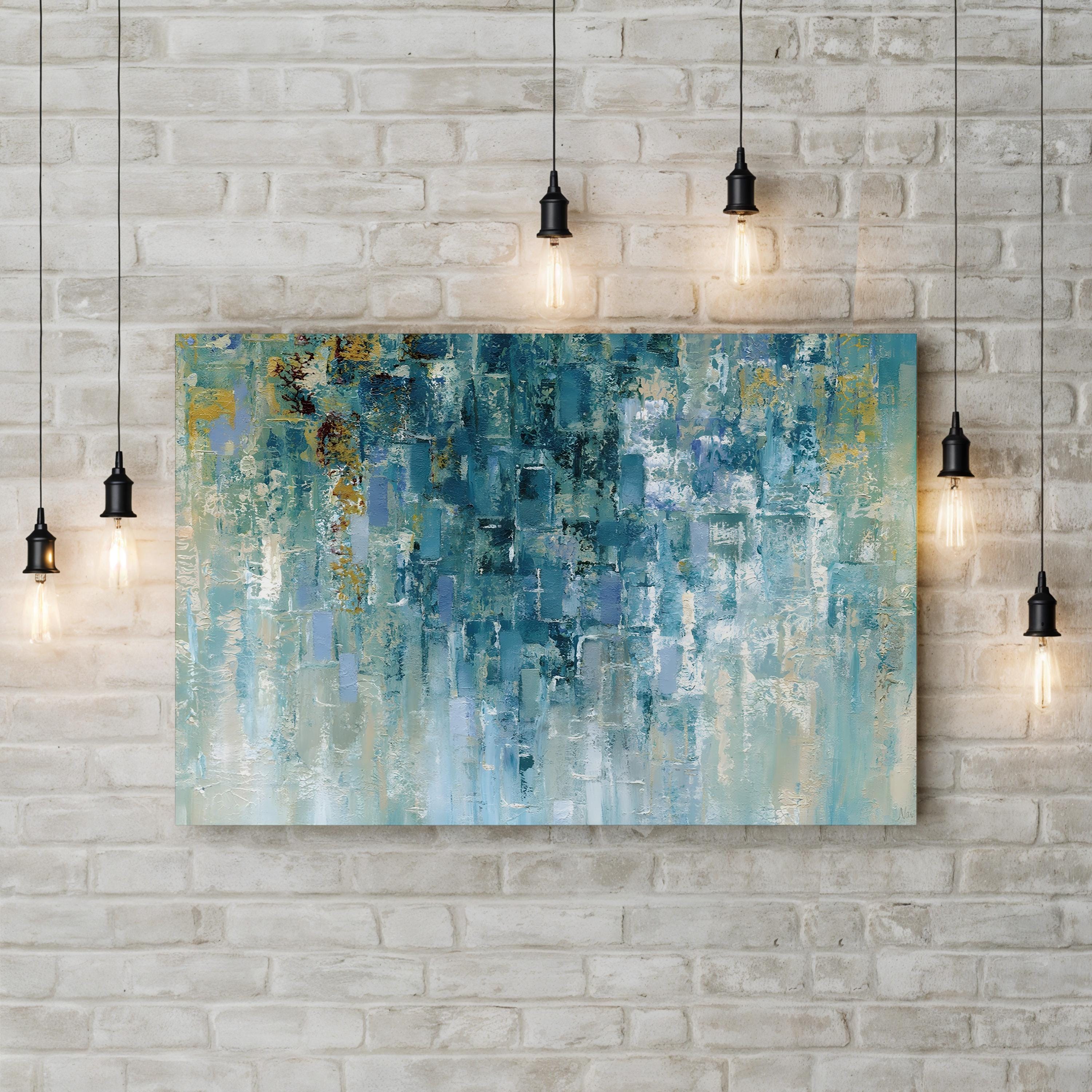 I Love the Rain Wall Art – Contemporary Abstract Blue Artwork