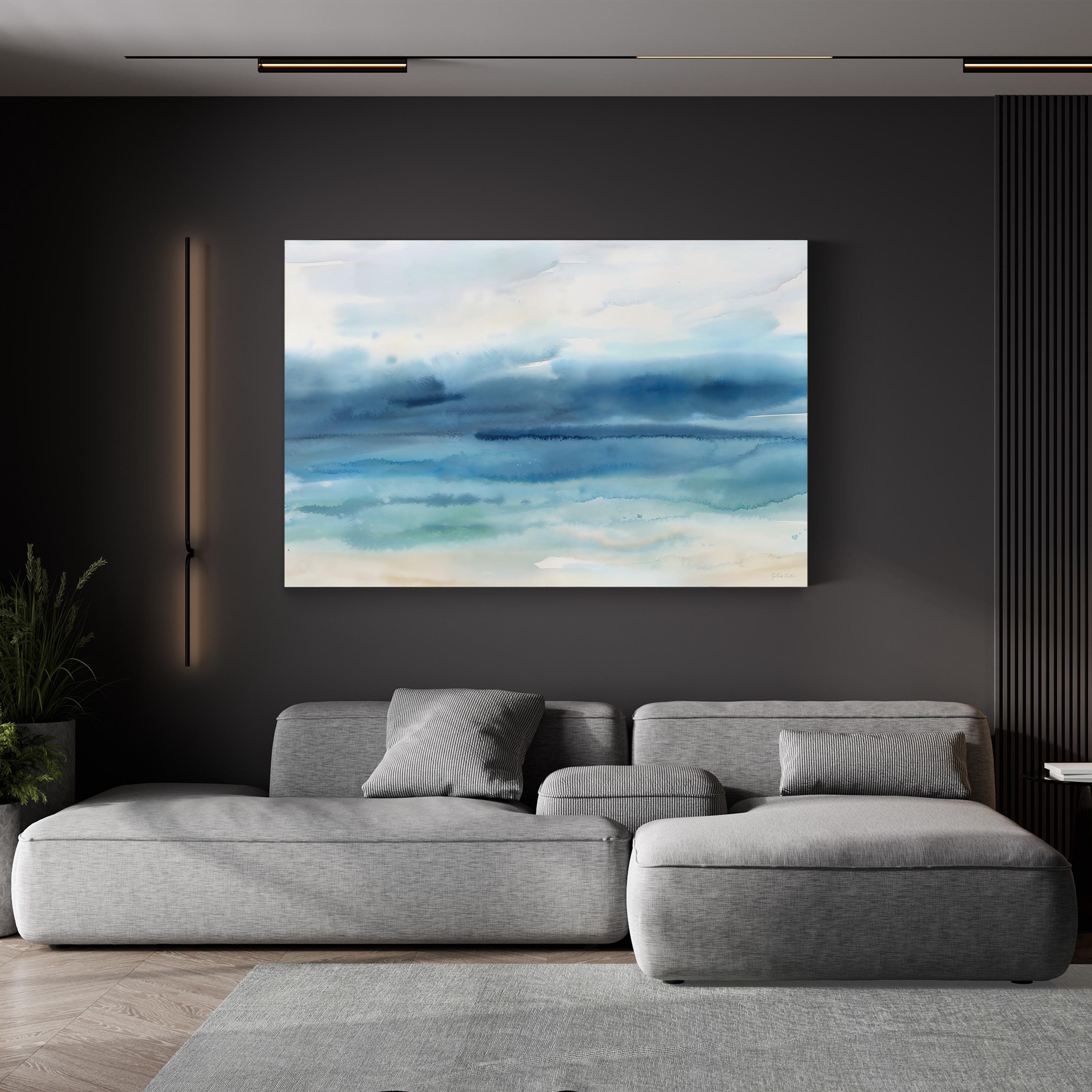 Indigo Seascape Canvas Art: Deep Blue Ocean Painting by Cynthia Coulter