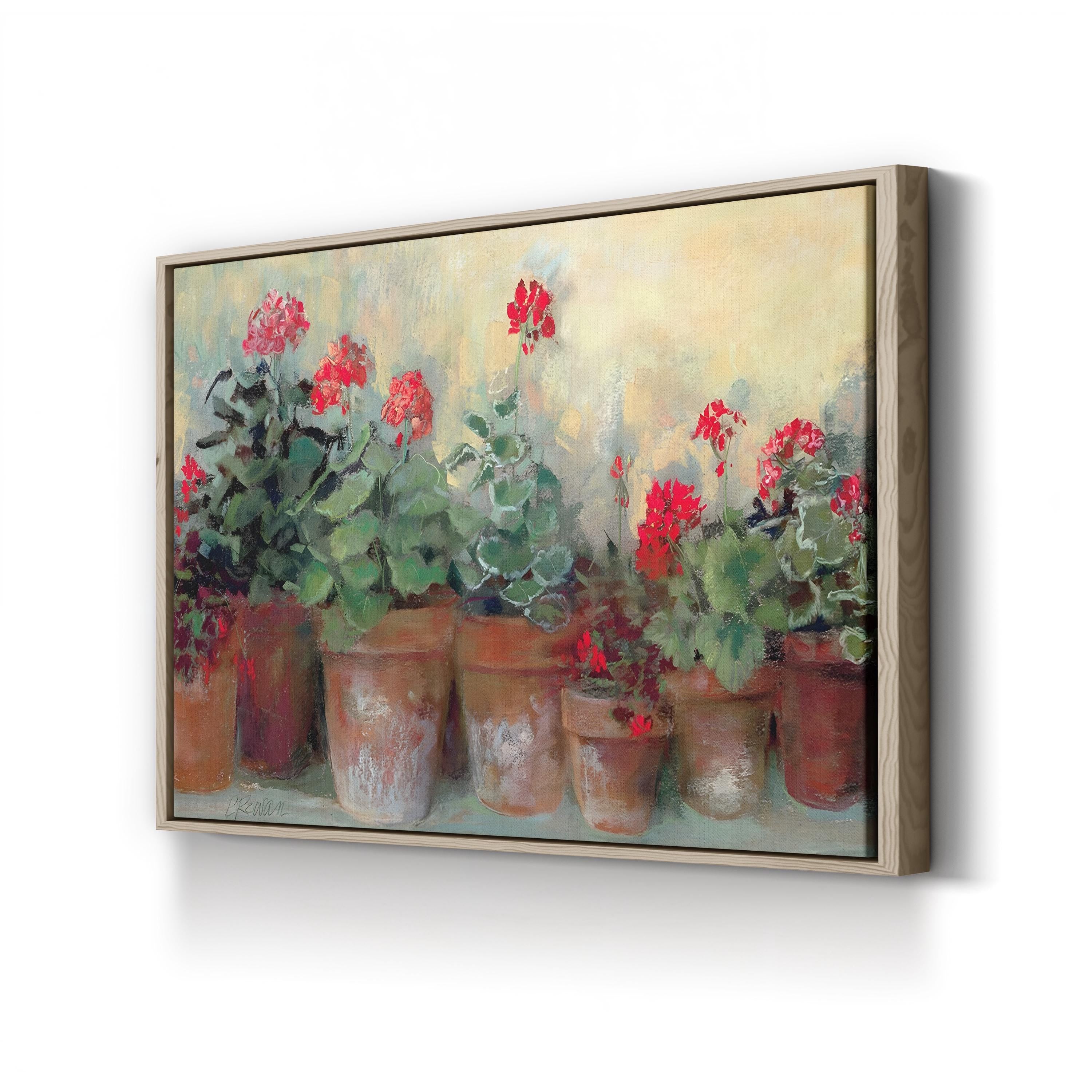Geraniums in Bloom – Period Illustration Wall Art | Vibrant Floral Canvas Print