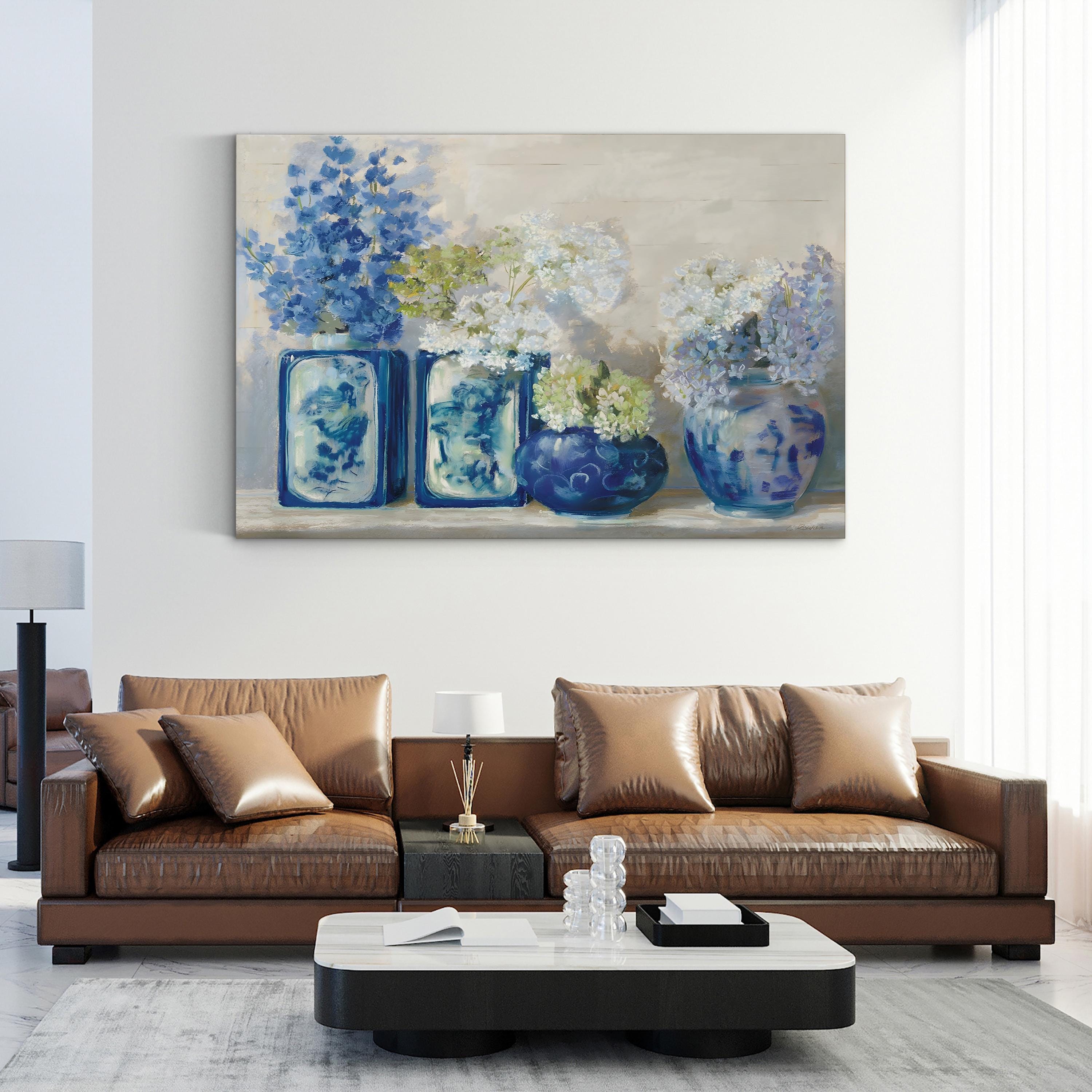 Lady’s Mantle on Shiplap Wall Art by Carol Rowan | Soft Green Botanical Still Life Canvas