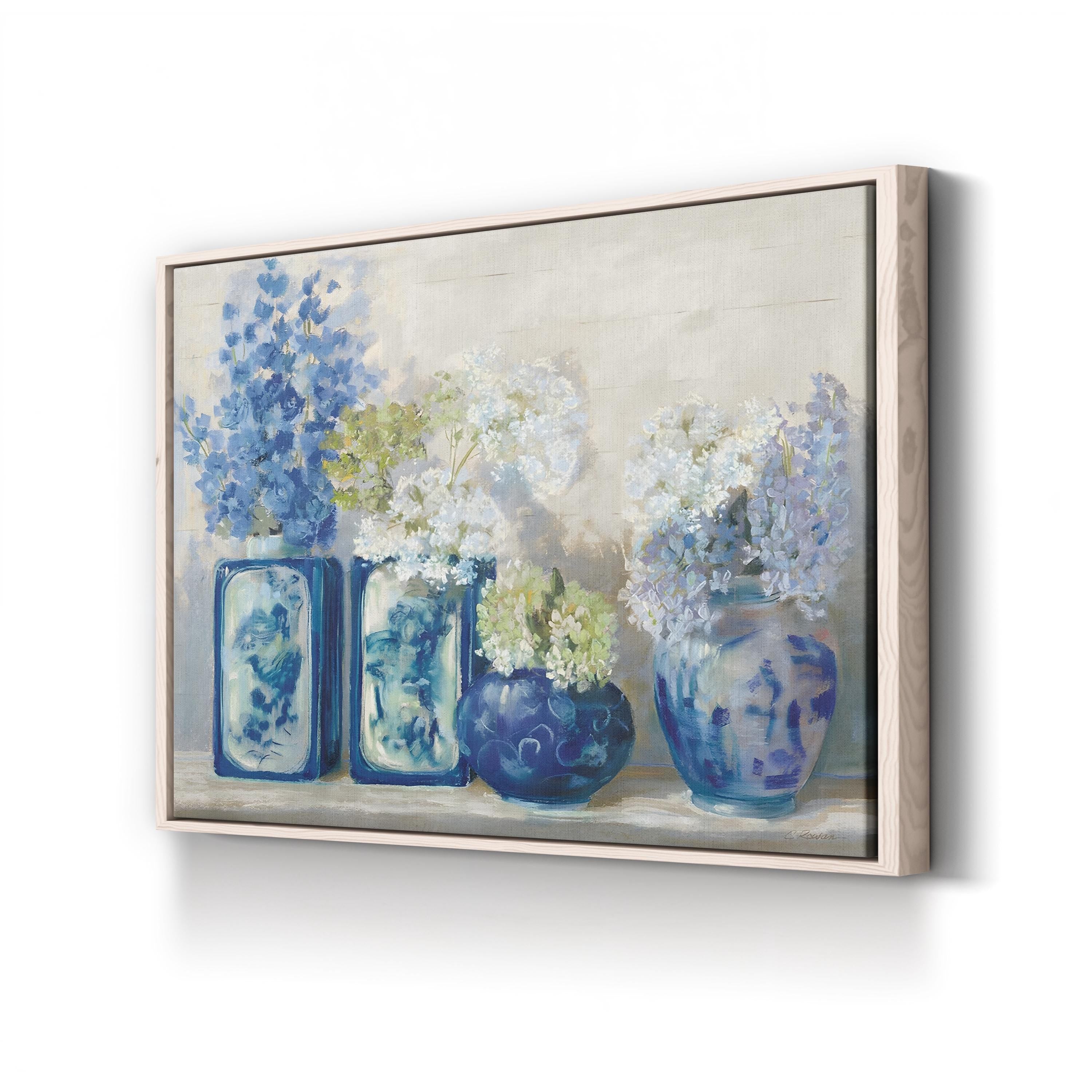 Lady’s Mantle on Shiplap Wall Art by Carol Rowan | Soft Green Botanical Still Life Canvas