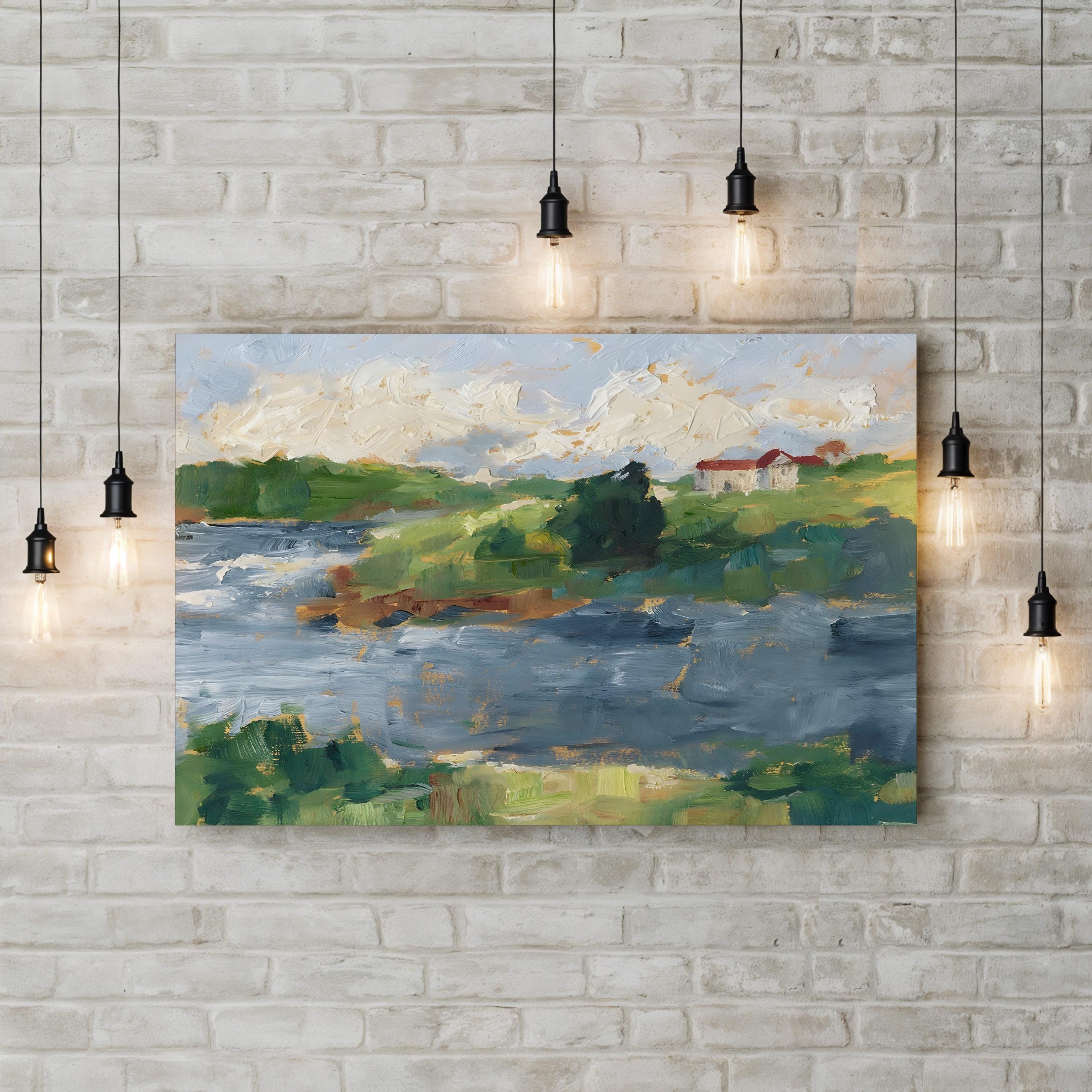 Lakeside Cottages IV Wall Art by Ethan Harper | Scenic Lakeside Landscape Canvas