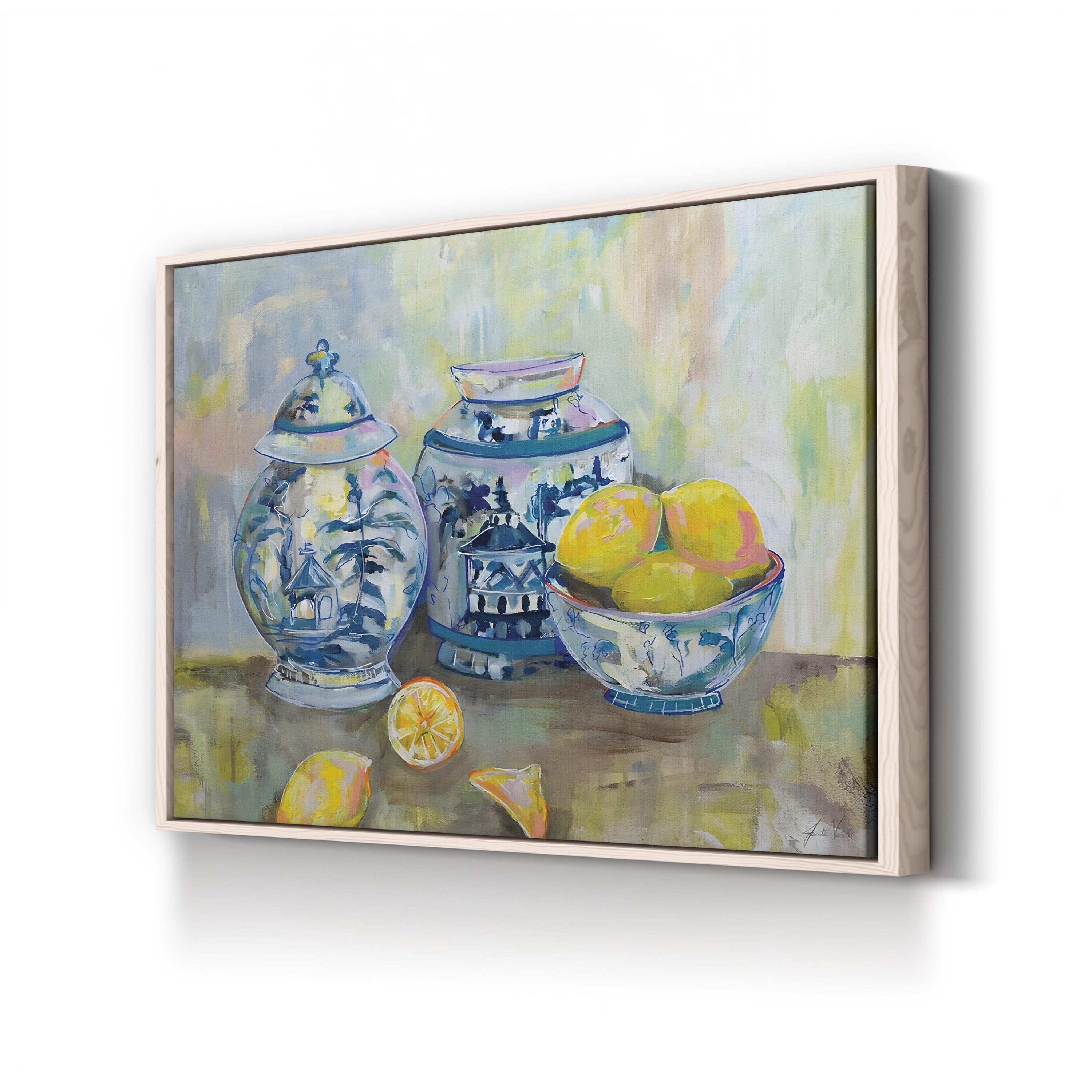 Lemon Life Wall Art by Jeanette Vertentes | Vibrant Citrus Still Life Canvas