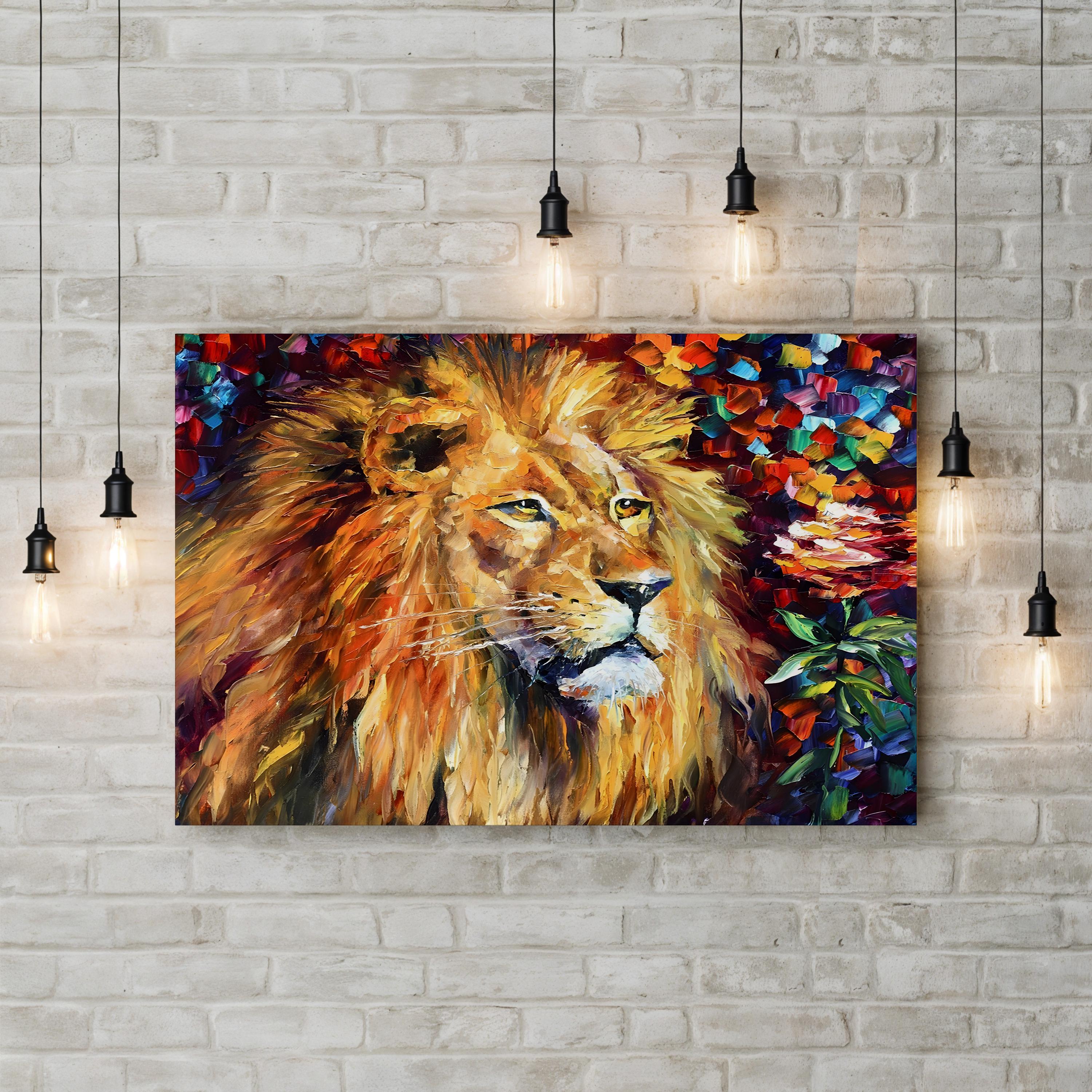 Lion of Zion Wall Art by Leonid Afremov – Contemporary Abstract Lion Painting