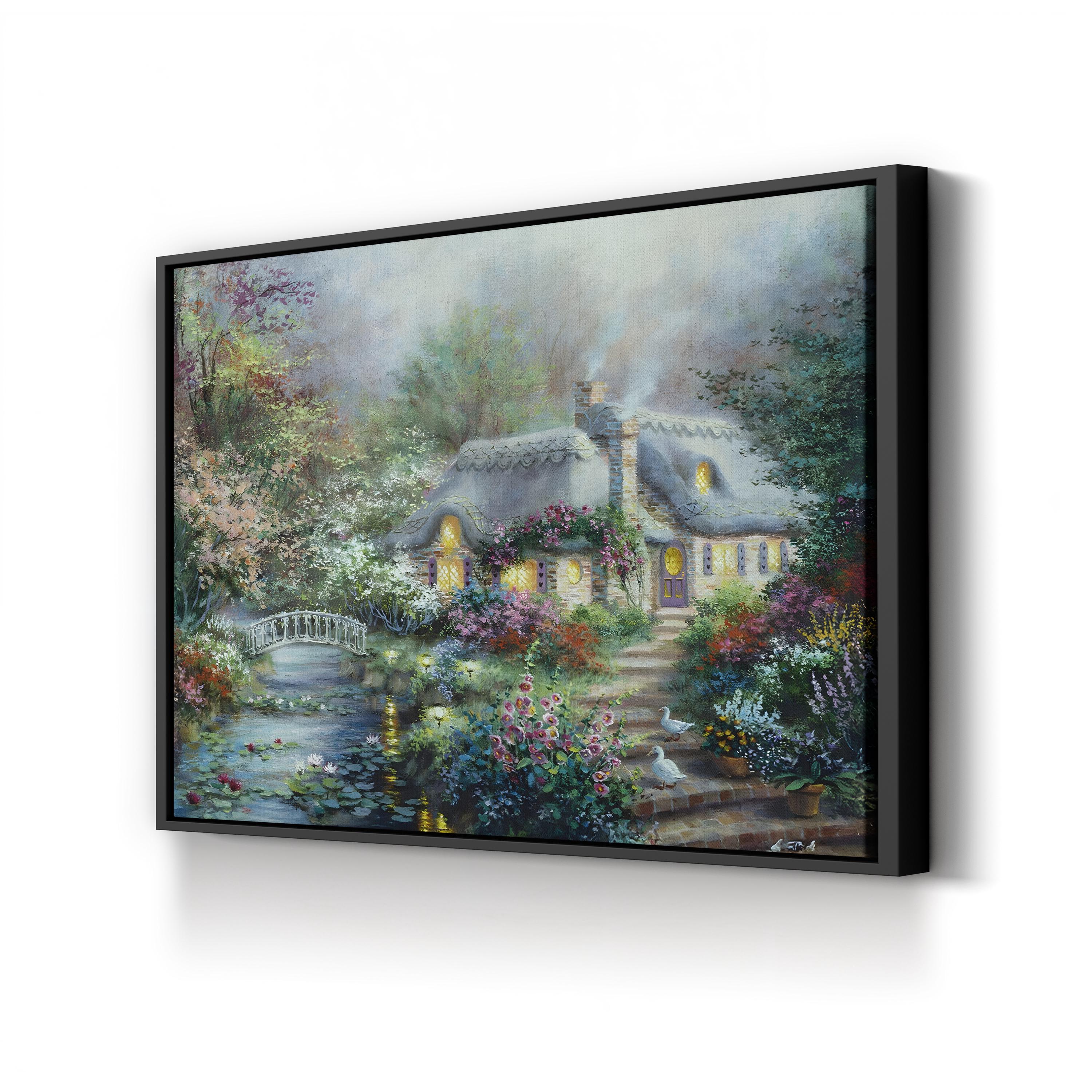 Little River Cottage by Nicky Boehme canvas print in Black Framed Canvas