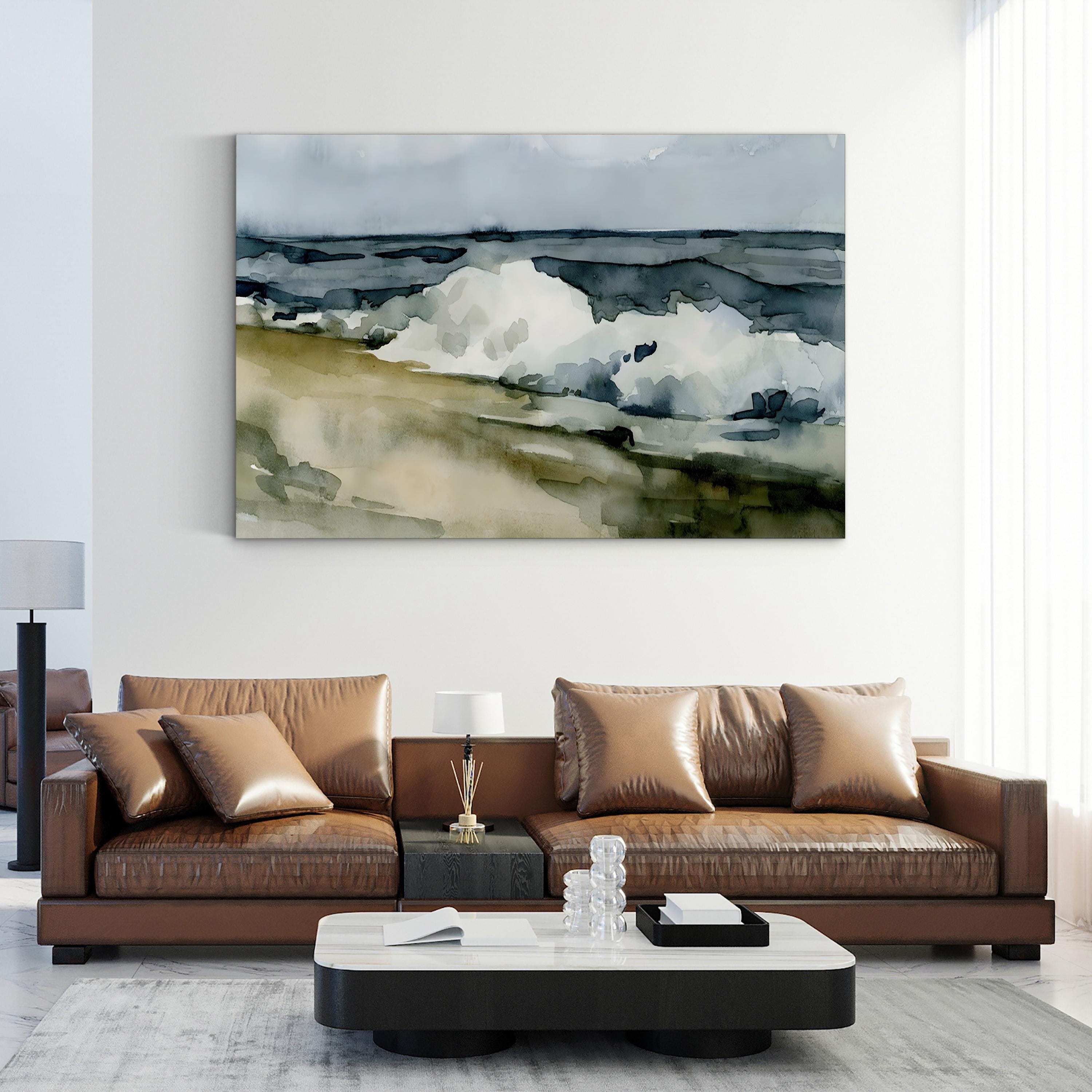 Watercolor Ocean Waves – Period Illustration Wall Art | Coastal Canvas Print