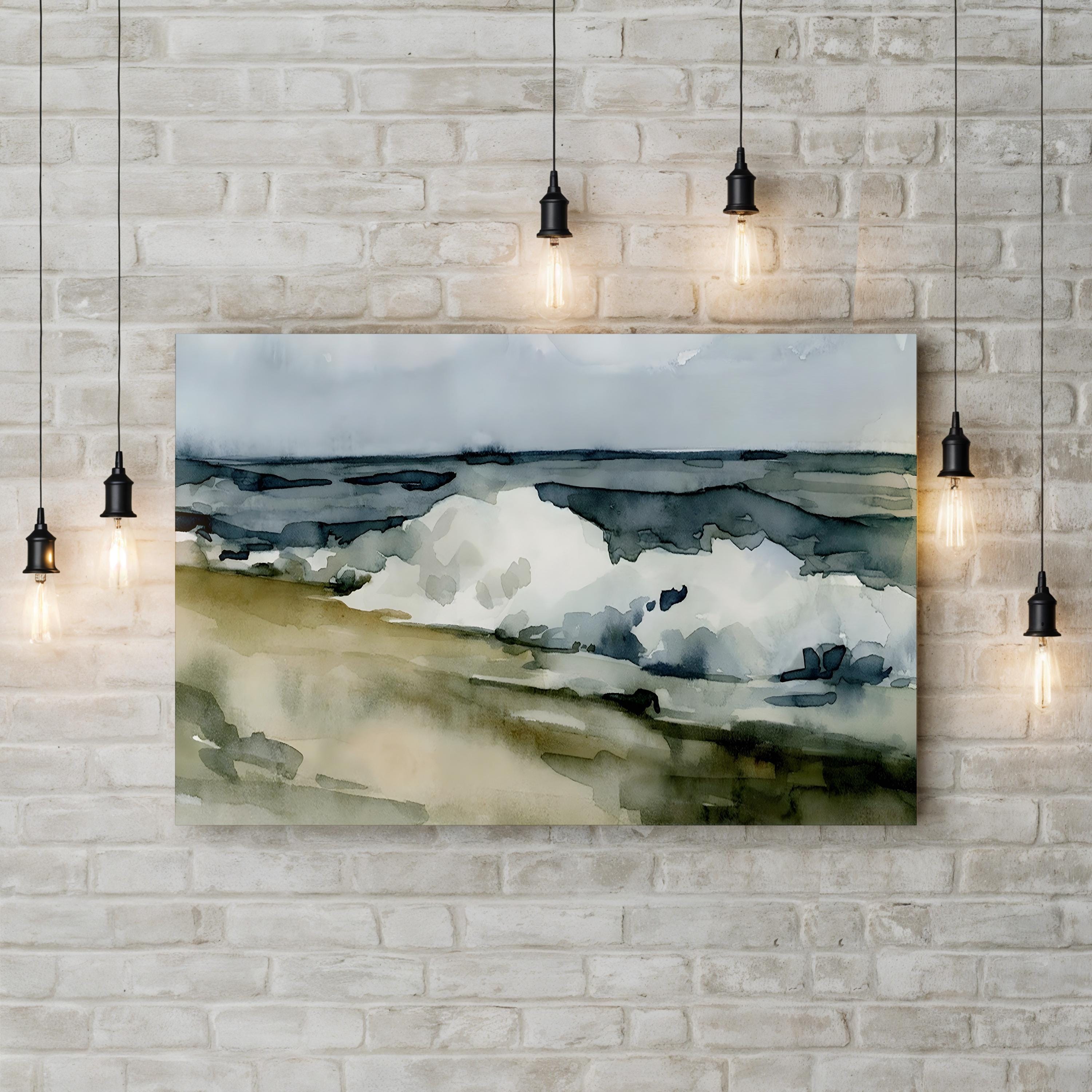 Watercolor Ocean Waves – Period Illustration Wall Art | Coastal Canvas Print