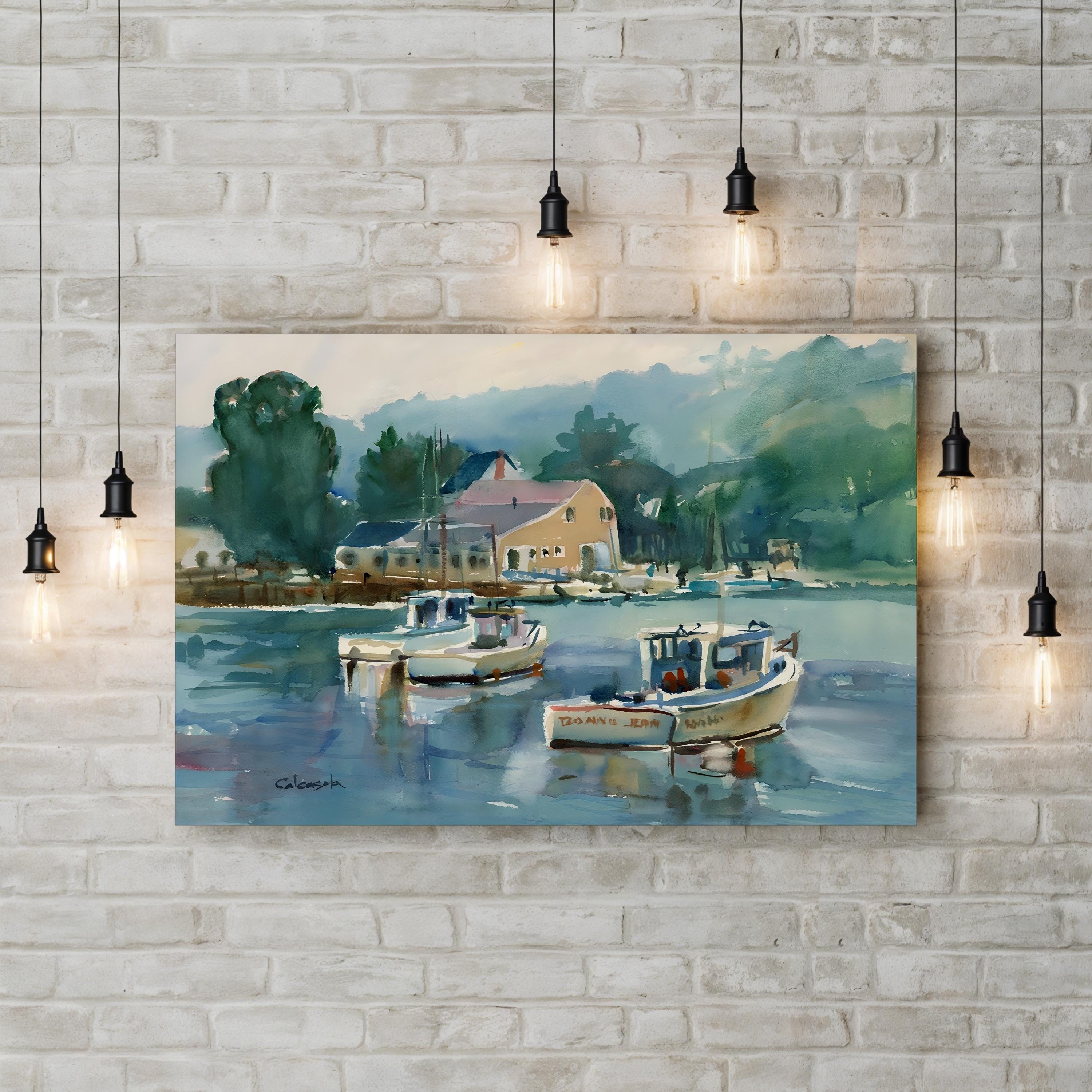 Maine Lobster Boats Wall Art by Stephen Calcasola