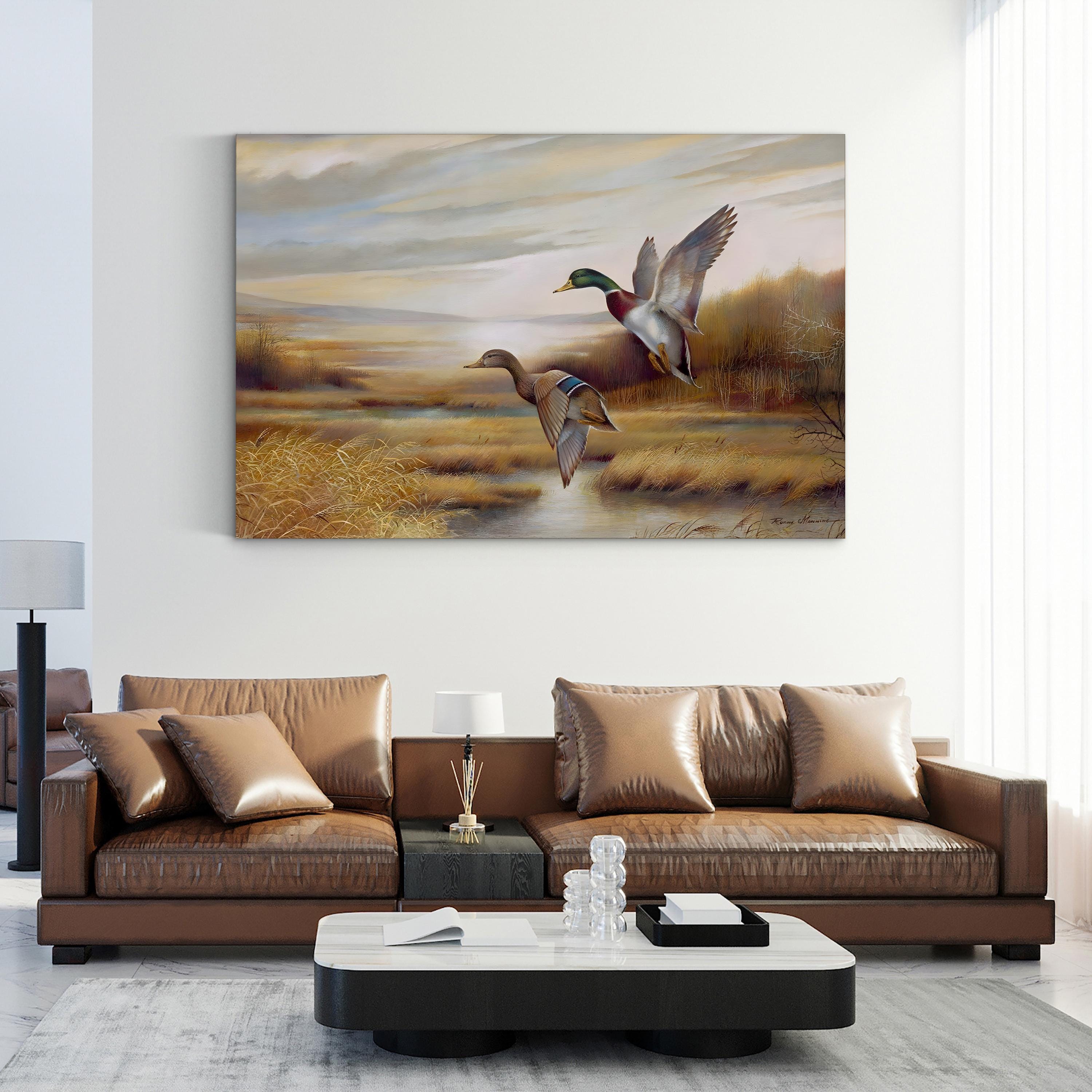 Mallards Wall Art by Ruane Manning – Contemporary Wildlife Landscape Canvas