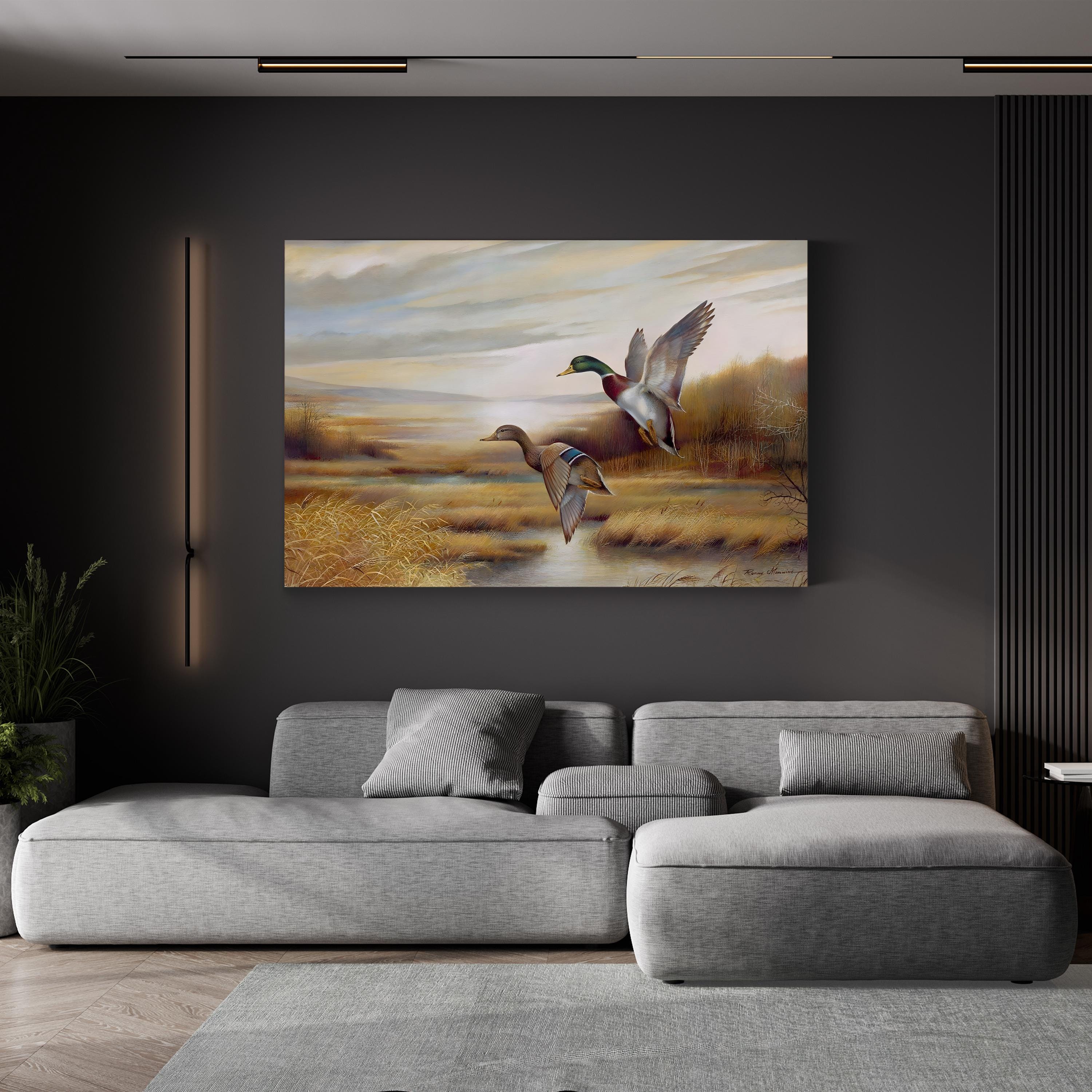 Mallards Wall Art by Ruane Manning – Contemporary Wildlife Landscape Canvas