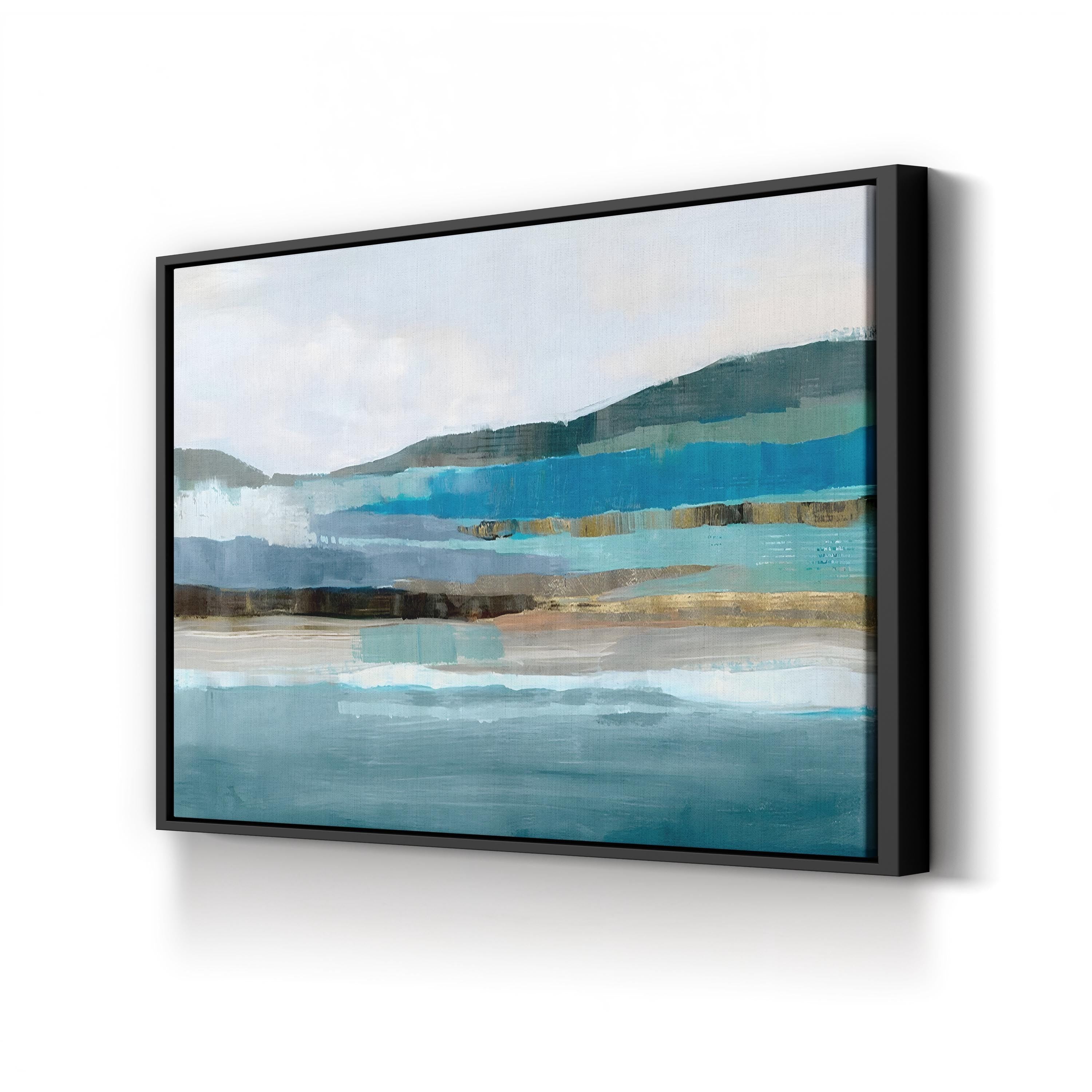 Memories Of Blue Wall Art by J. Hazel – Contemporary Abstract Coastal Landscape Painting Print