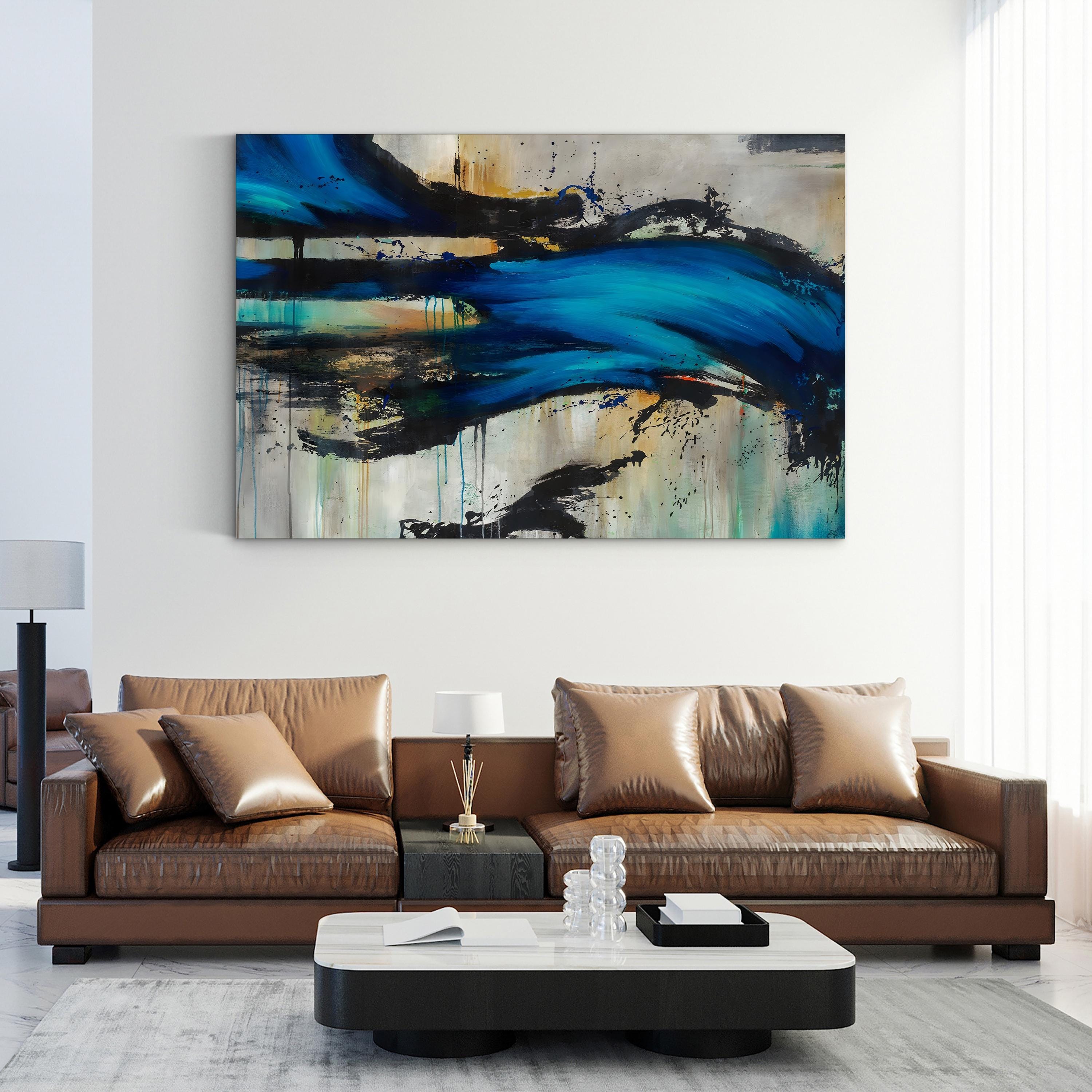 Midnight Splash Blue Abstract – Rikki Drotar Wall Art | Contemporary Abstract Canvas Print