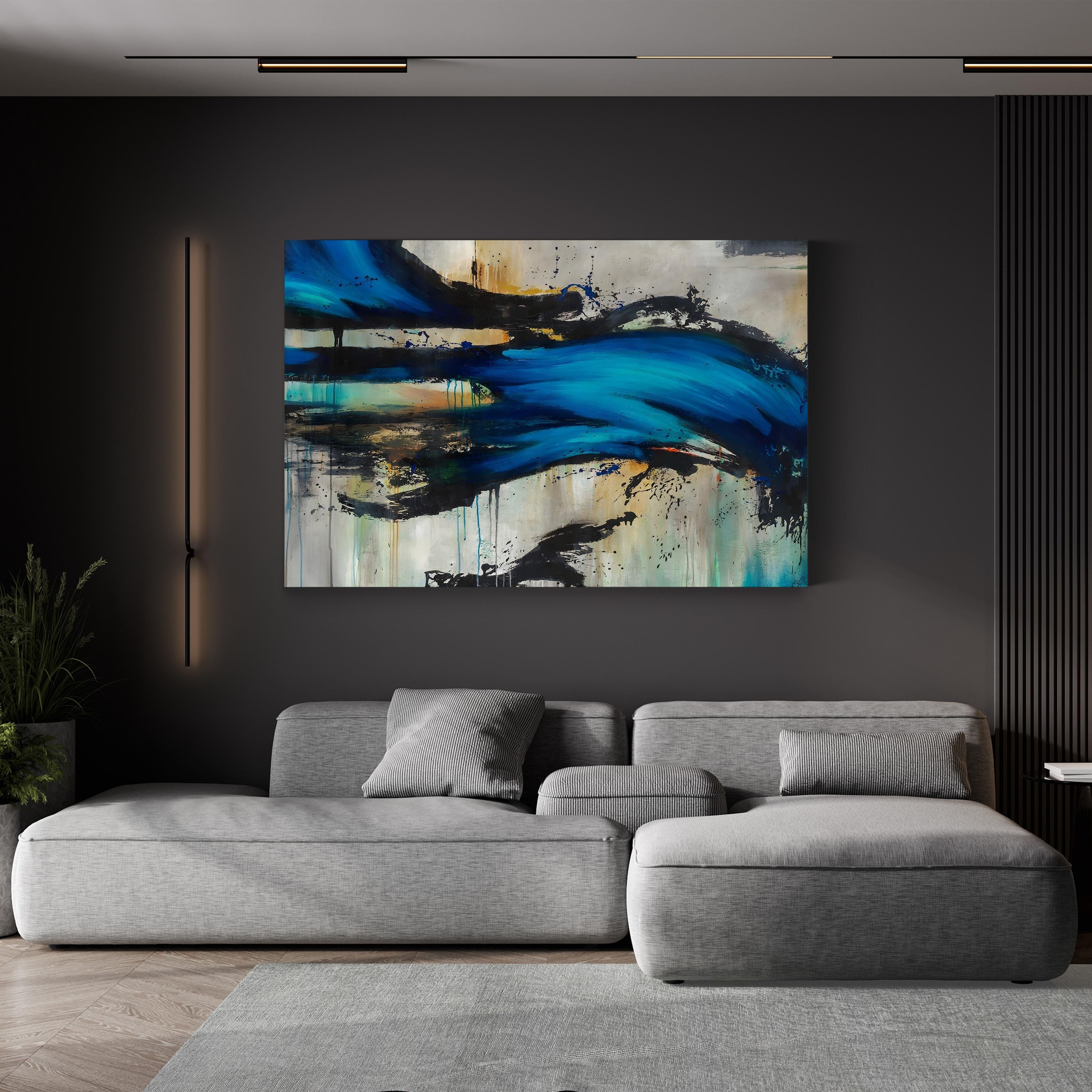 Midnight Splash Blue Abstract – Rikki Drotar Wall Art | Contemporary Abstract Canvas Print