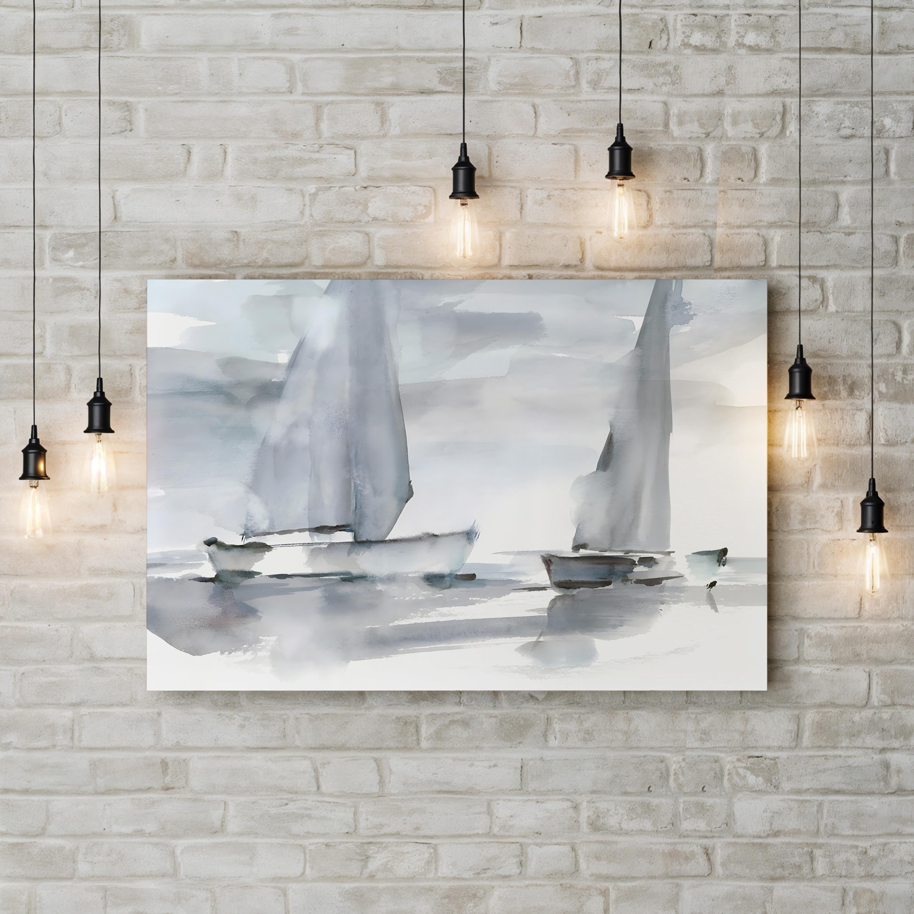 Misty Sails II Coastal Seascape – Ethan Harper Wall Art | Contemporary Abstract Canvas Print