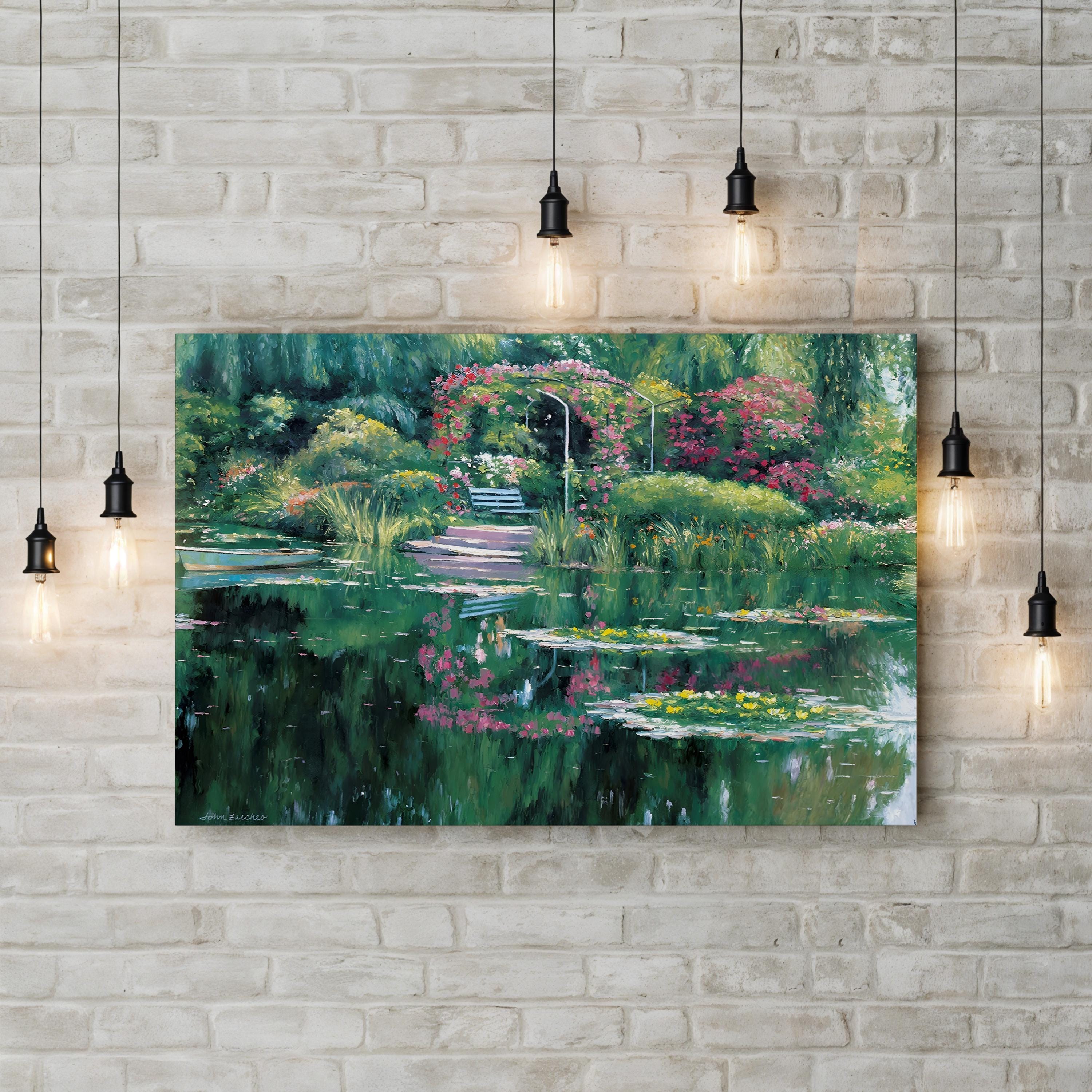 Monet’s Garden Floral Pond – John Zaccheo Wall Art | Contemporary Landscape Canvas Print