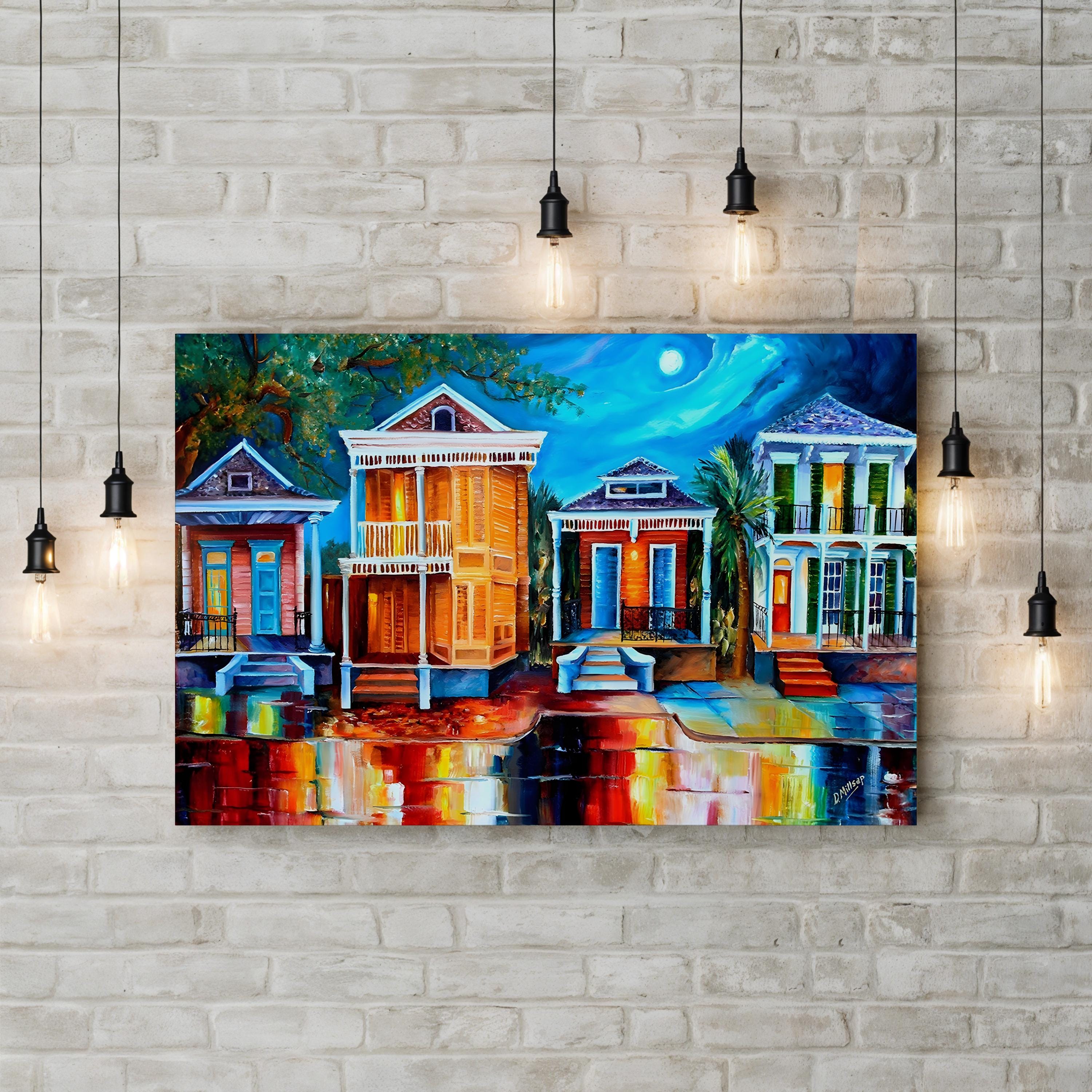 Moon Over New Orleans | Contemporary French Quarter Night Scene Wall Art