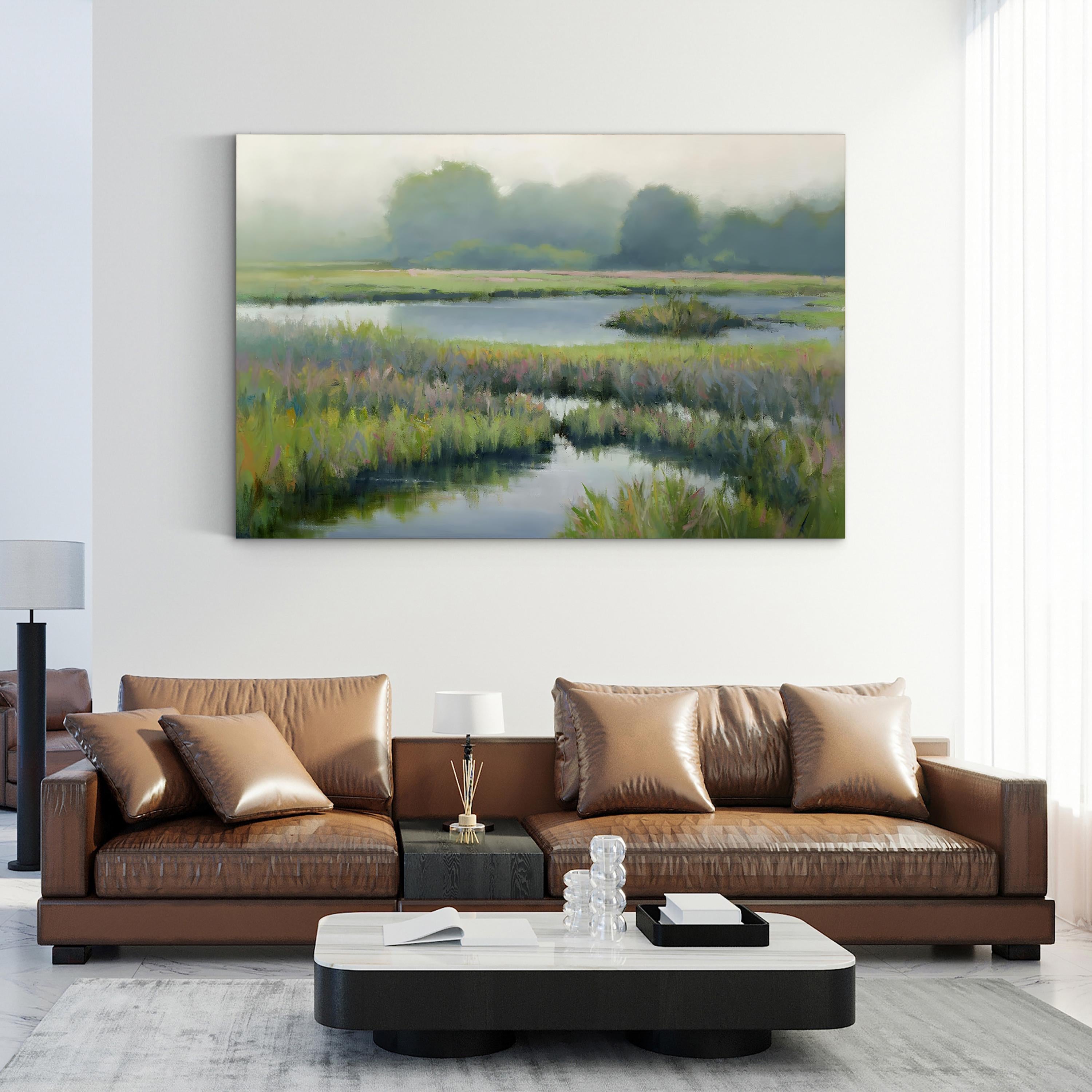 Morning at Edmonds Marsh Wall Art – David Marty | Serene Marshland Landscape Canvas Print