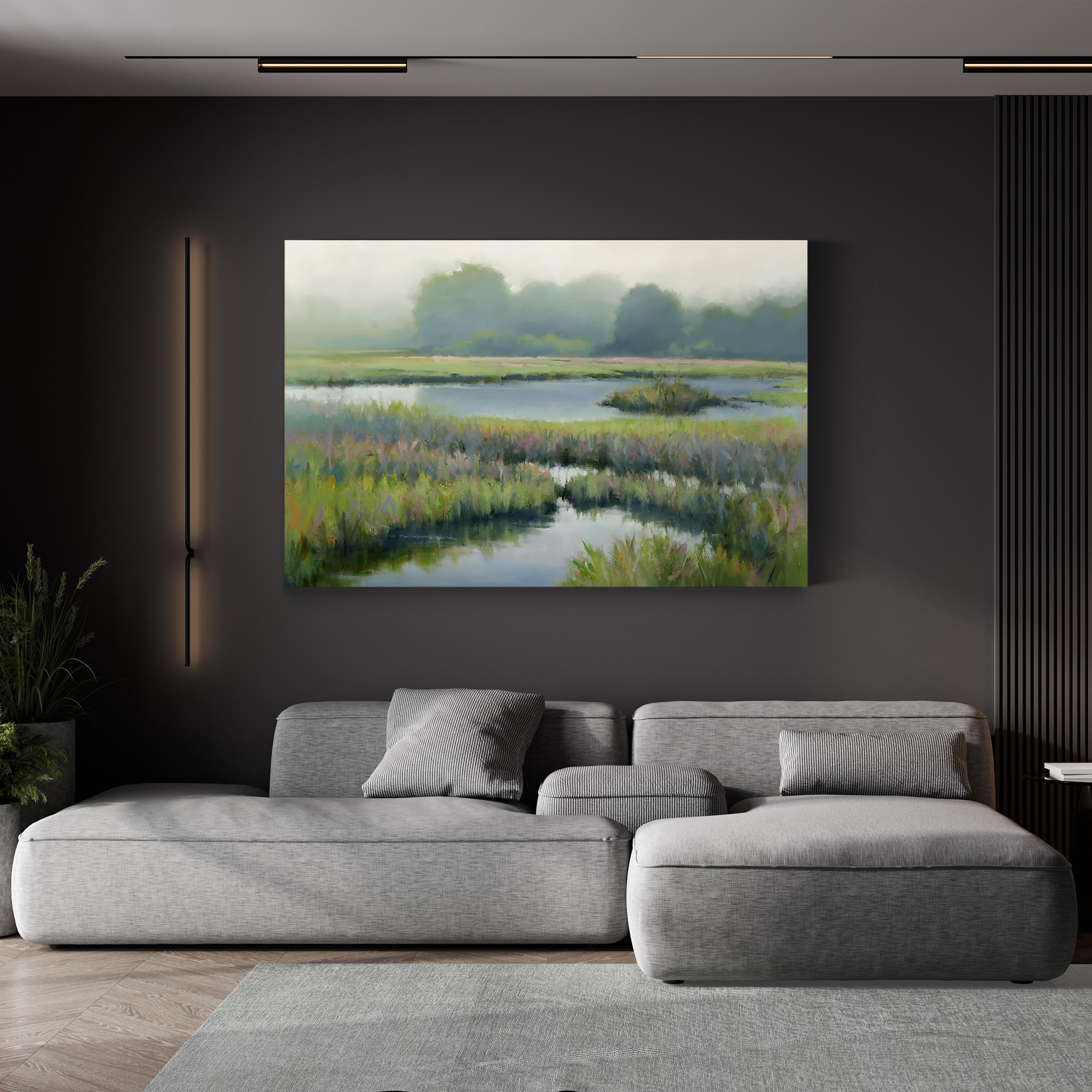 Morning at Edmonds Marsh Wall Art – David Marty | Serene Marshland Landscape Canvas Print