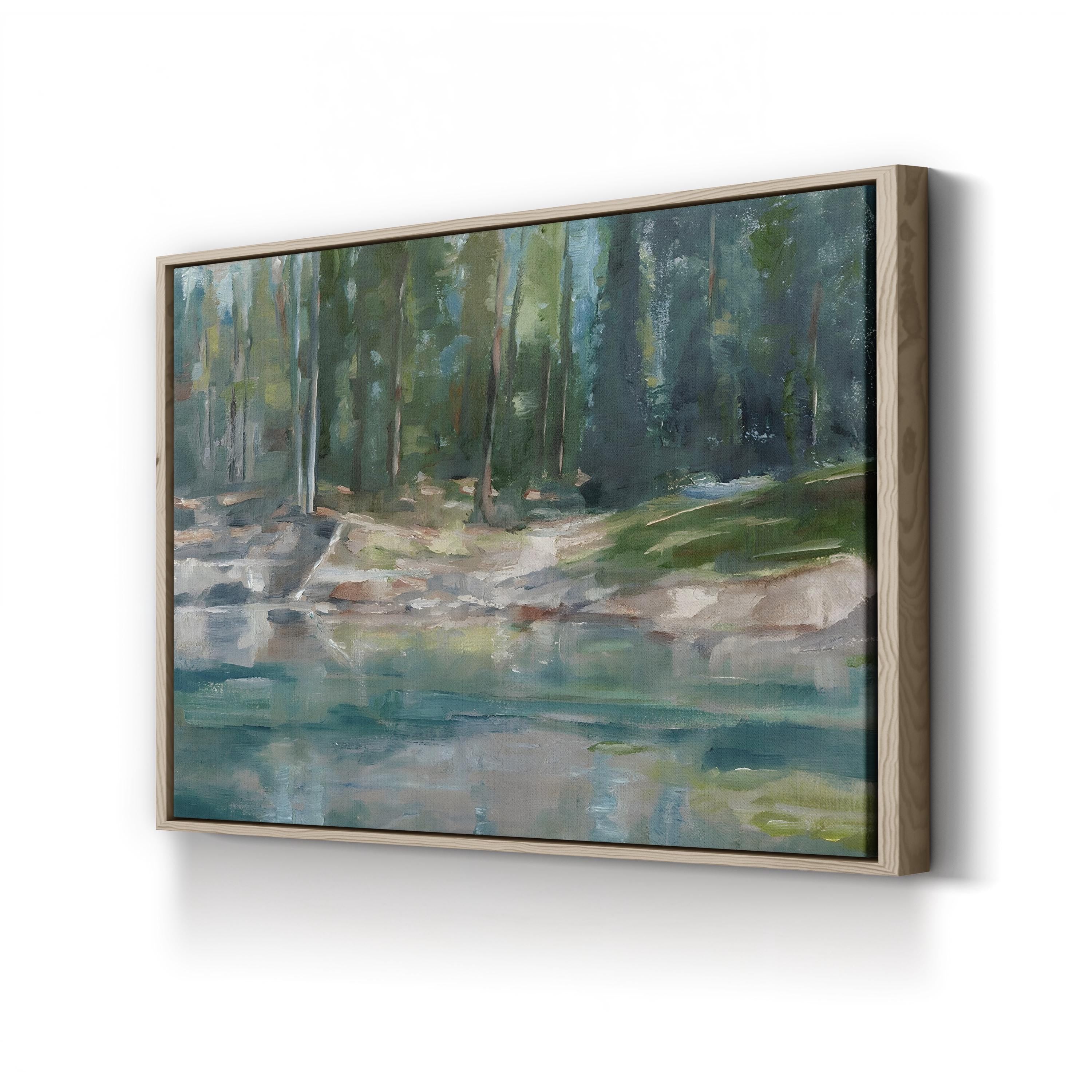 Northwestern Lake II – Framed Contemporary Lake Landscape Canvas Art by Ethan Harper
