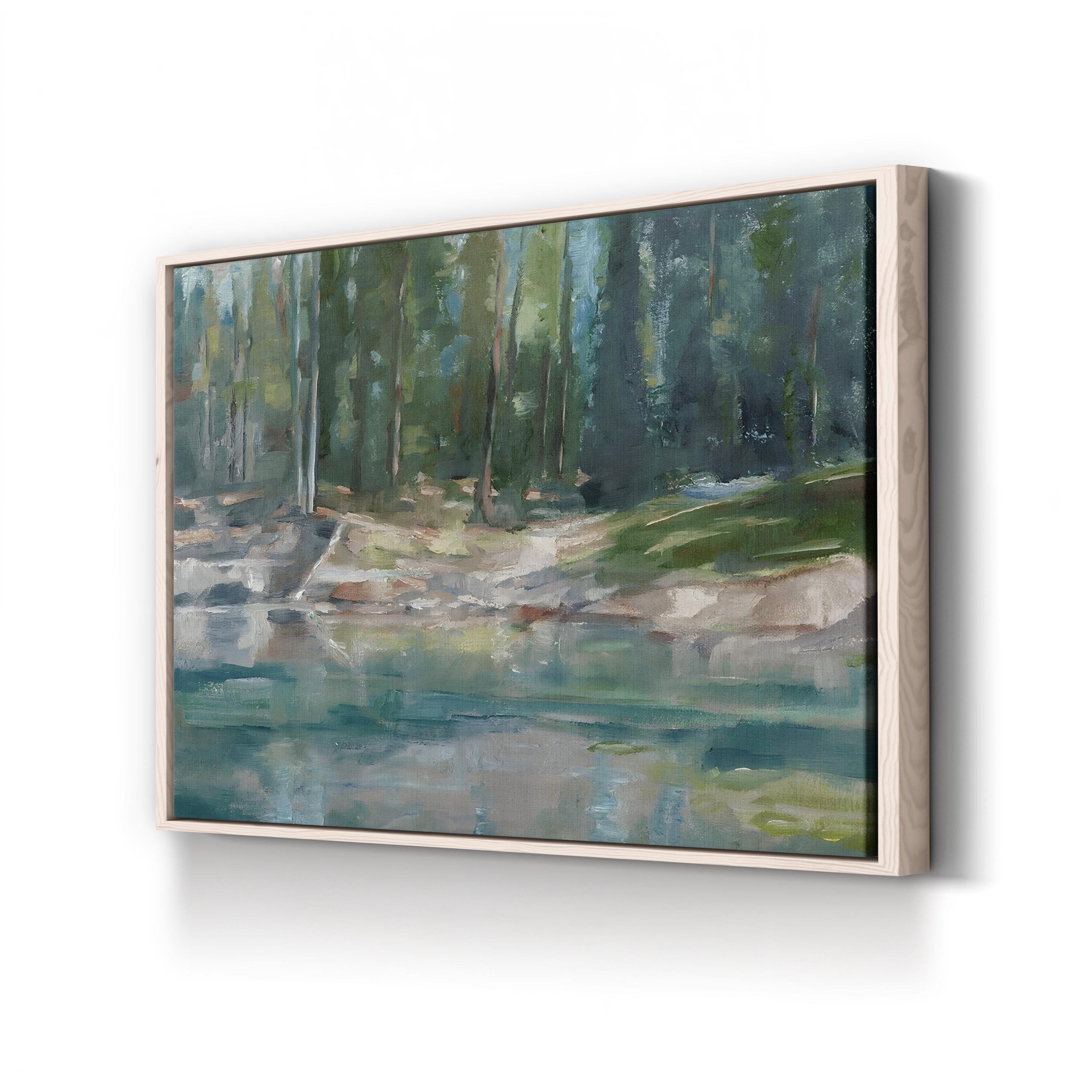 Northwestern Lake II – Framed Contemporary Lake Landscape Canvas Art by Ethan Harper