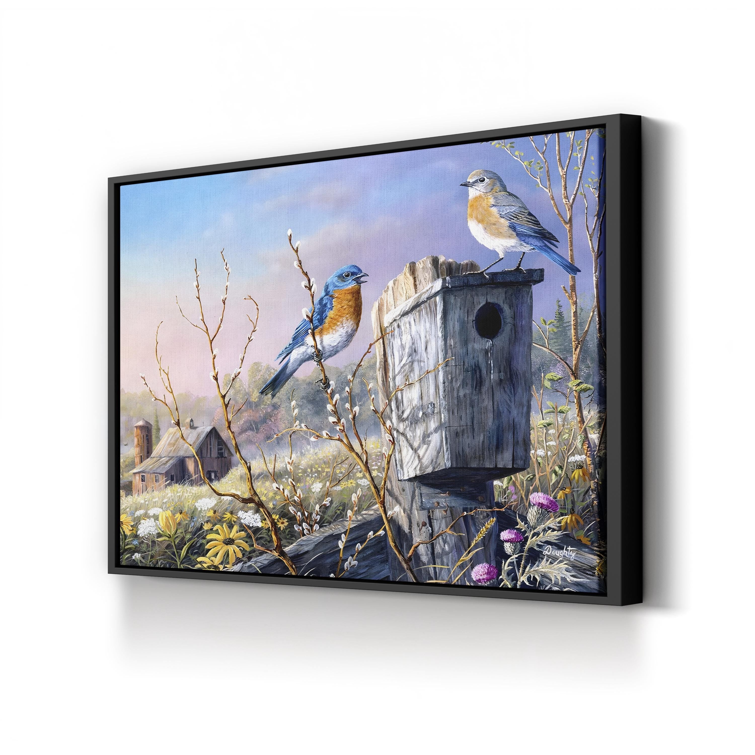 Old Homestead Bluebirds Wall Art by Terry Doughty