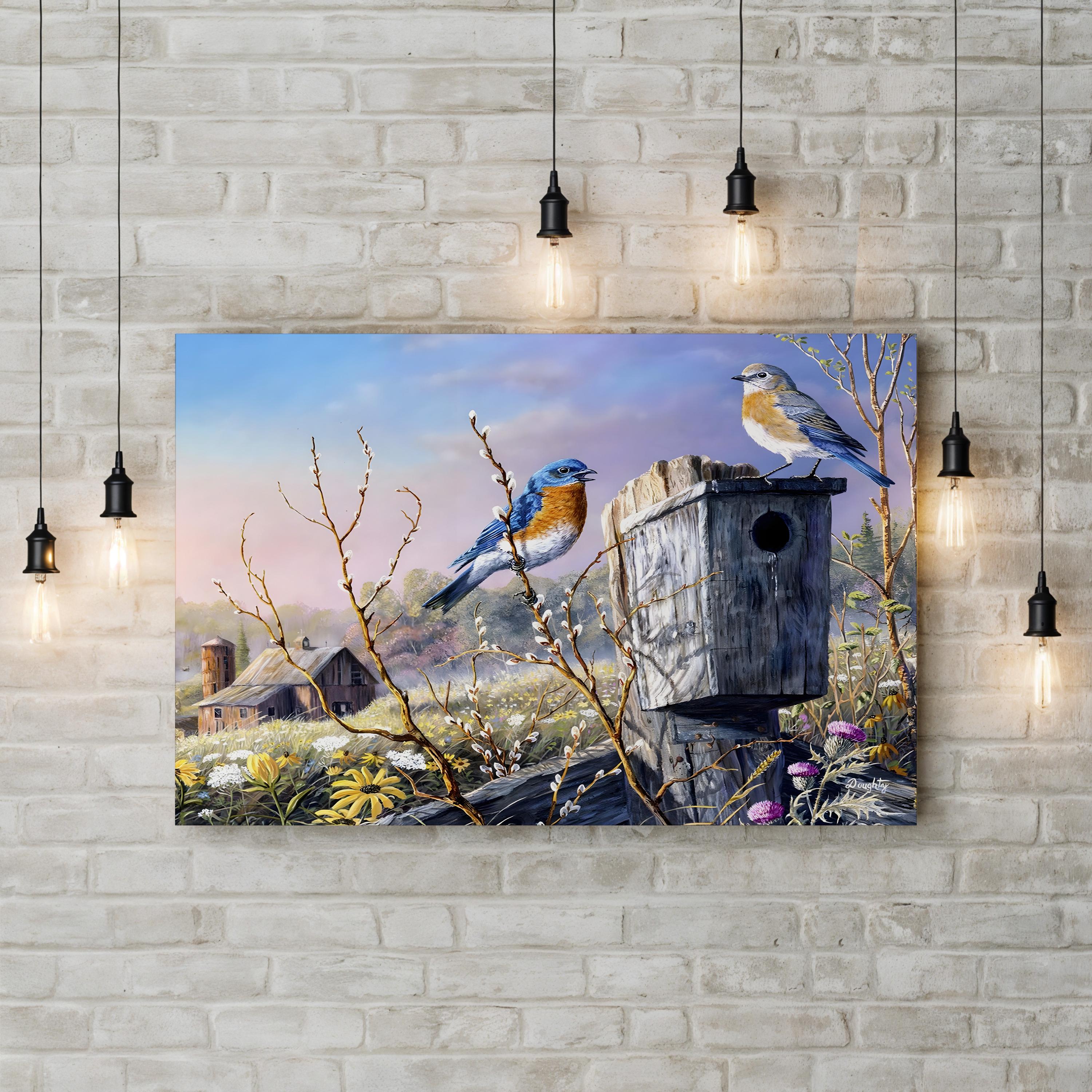 Old Homestead Bluebirds Wall Art by Terry Doughty