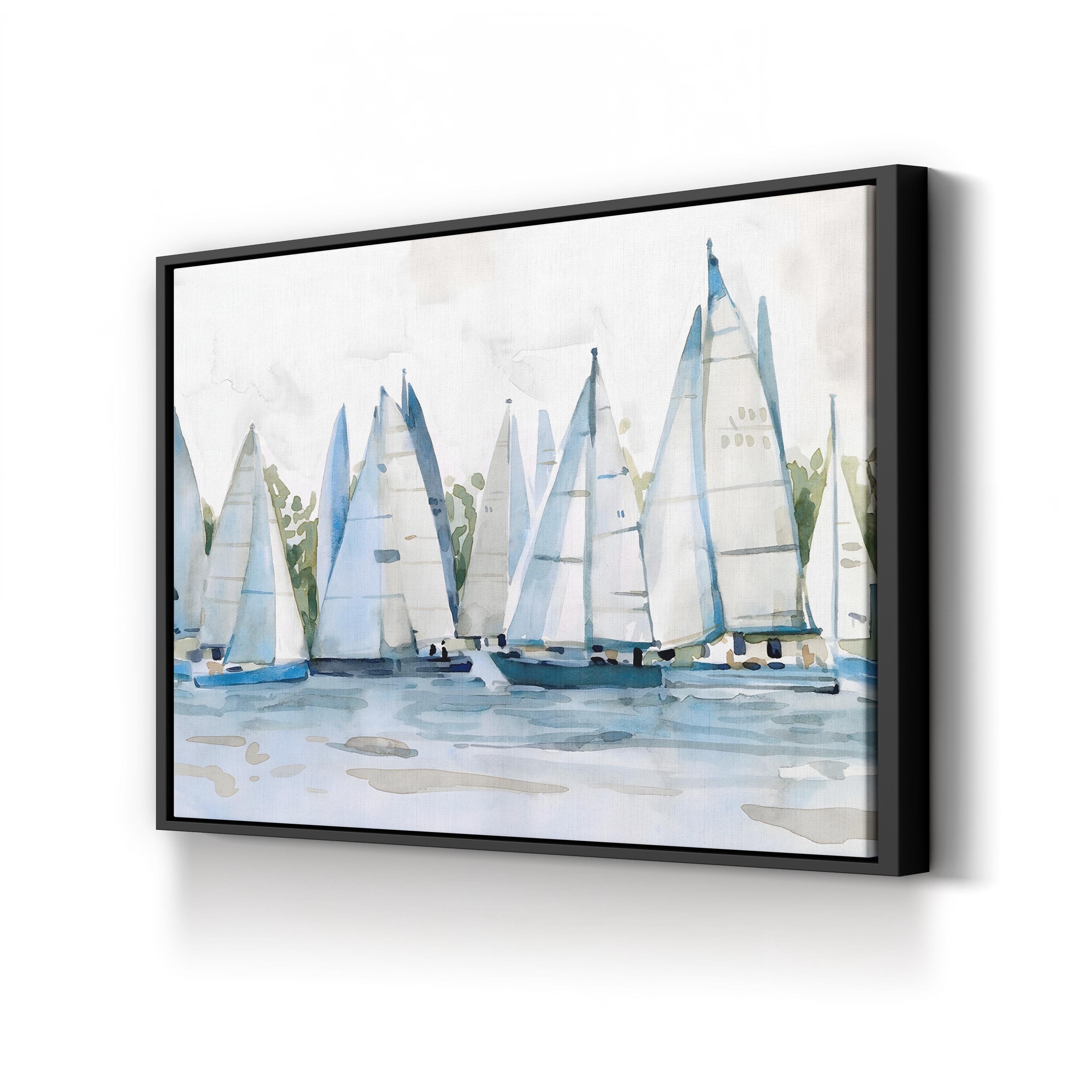 Pastel Marina II Wall Art by Emma Scarvey – Watercolor Sailboat Coastal Canvas Print