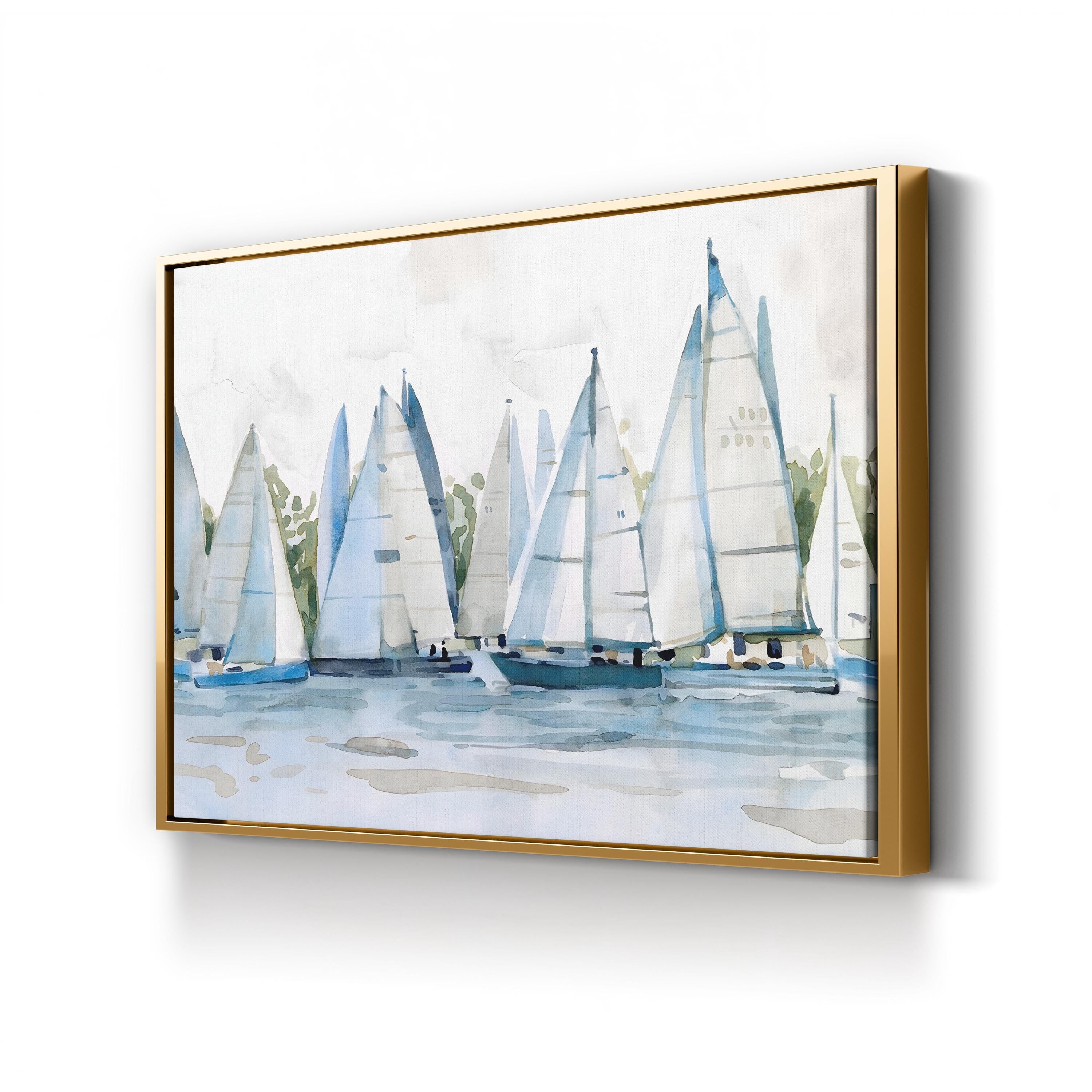 Pastel Marina II Wall Art by Emma Scarvey – Watercolor Sailboat Coastal Canvas Print