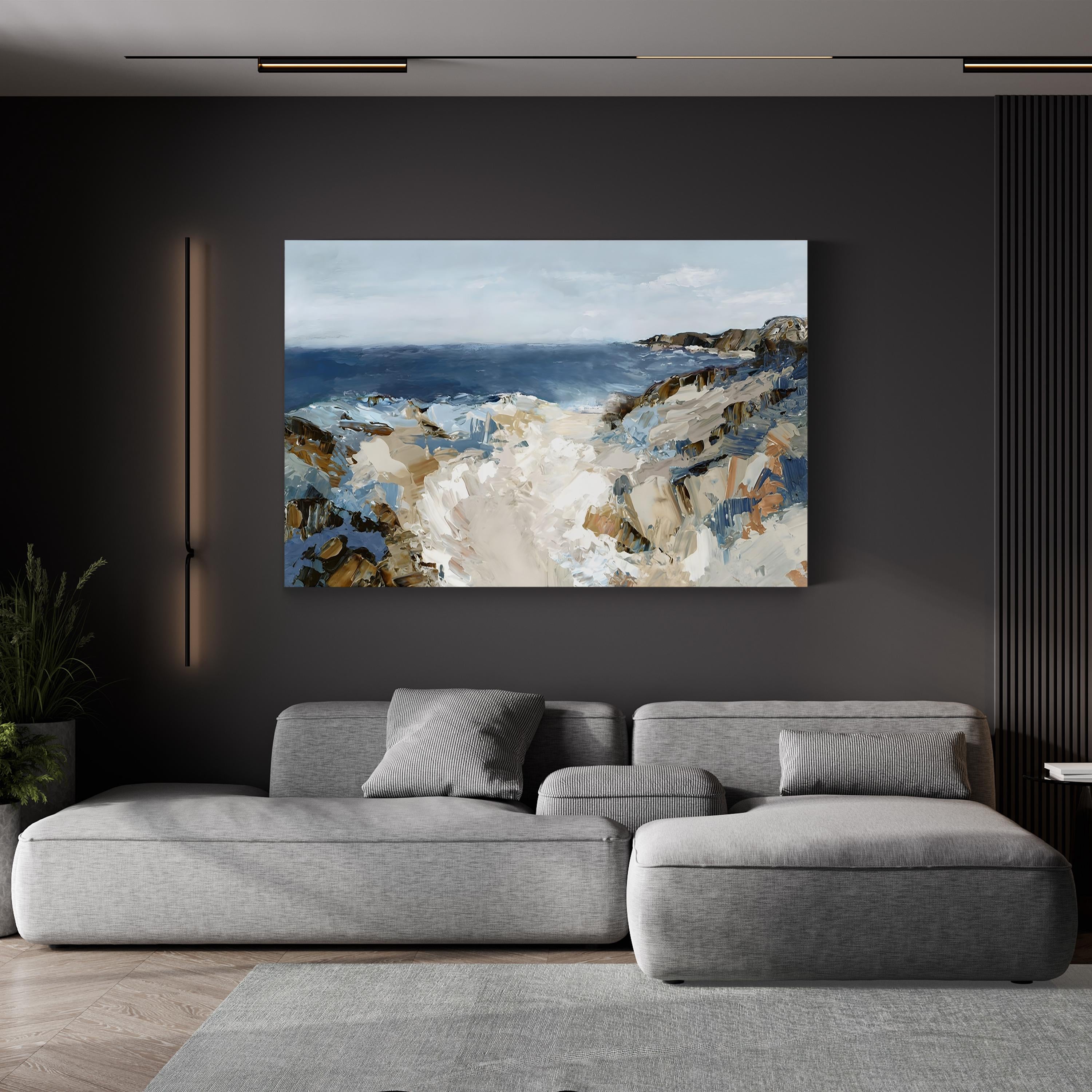 Path to the Sea Shoreline – Period Illustration Wall Art | Contemporary Coastal Canvas Print