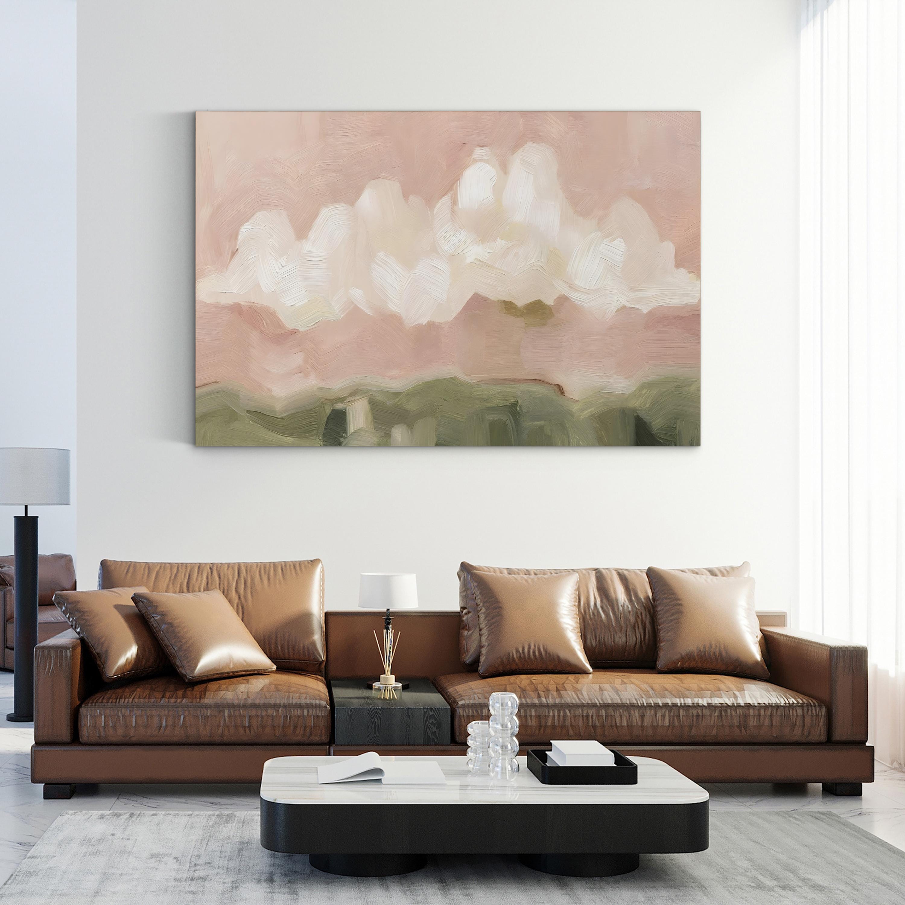 Pink Haze Sunset II Wall Art – Contemporary Textured Landscape by Emma Scarvey