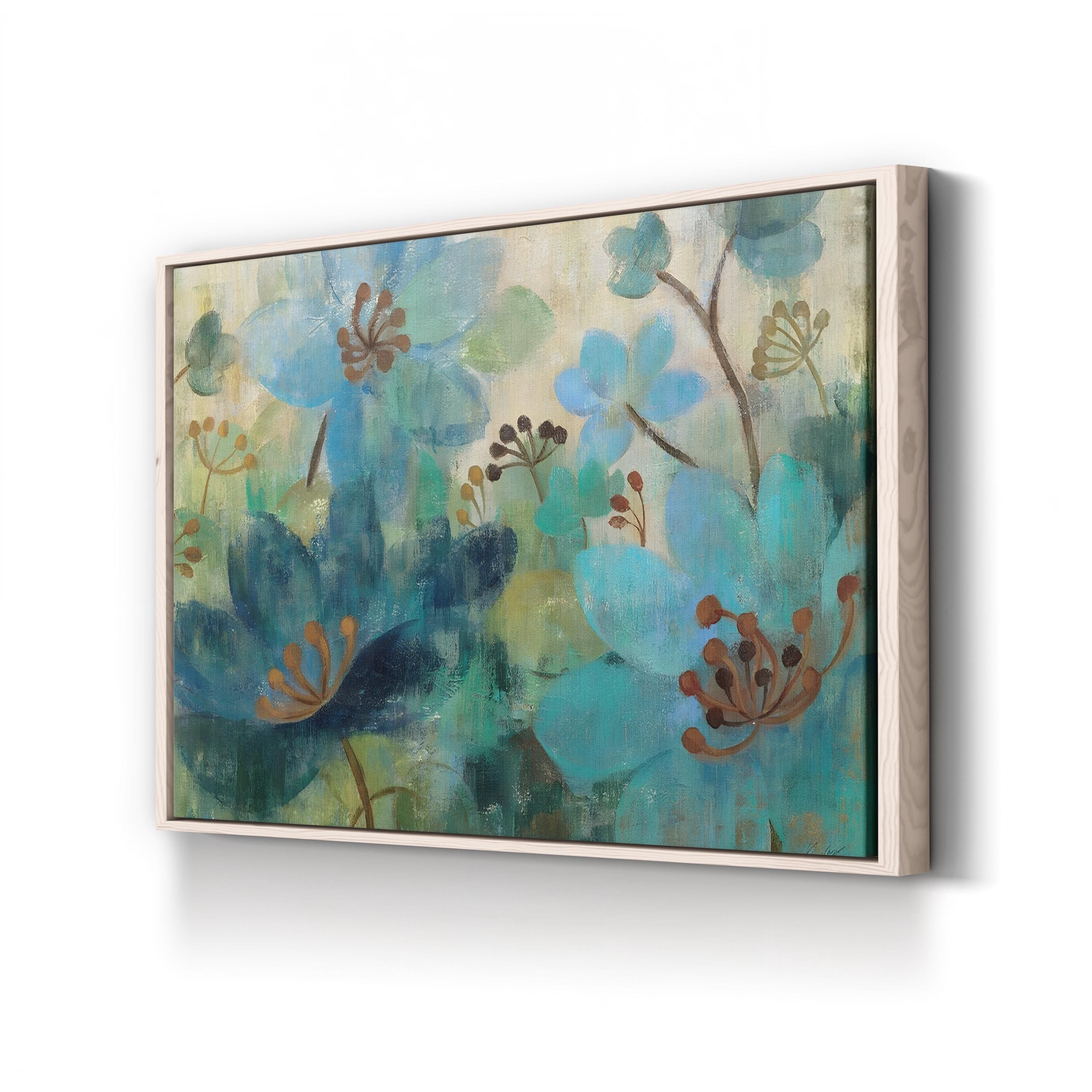 Peacock Garden Wall Art by Silvia Vassileva – Contemporary Floral Collage Canvas