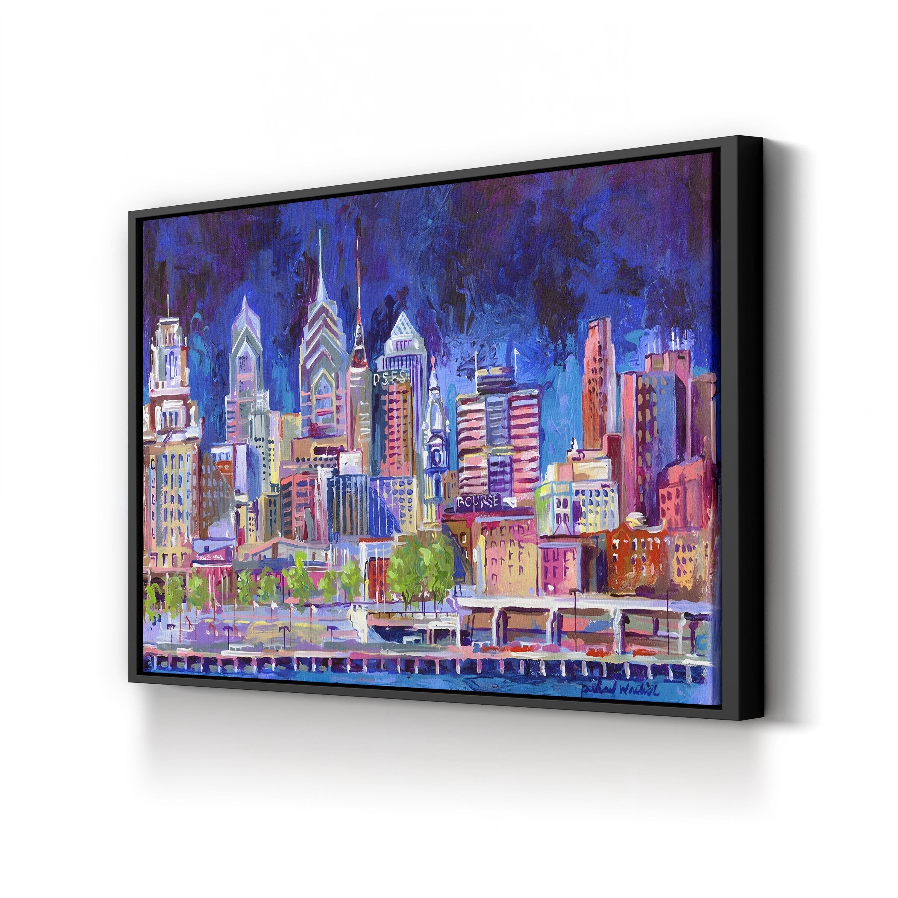 Philadelphia Cityscape at Night – Contemporary Skyline Wall Art by Richard Wallich
