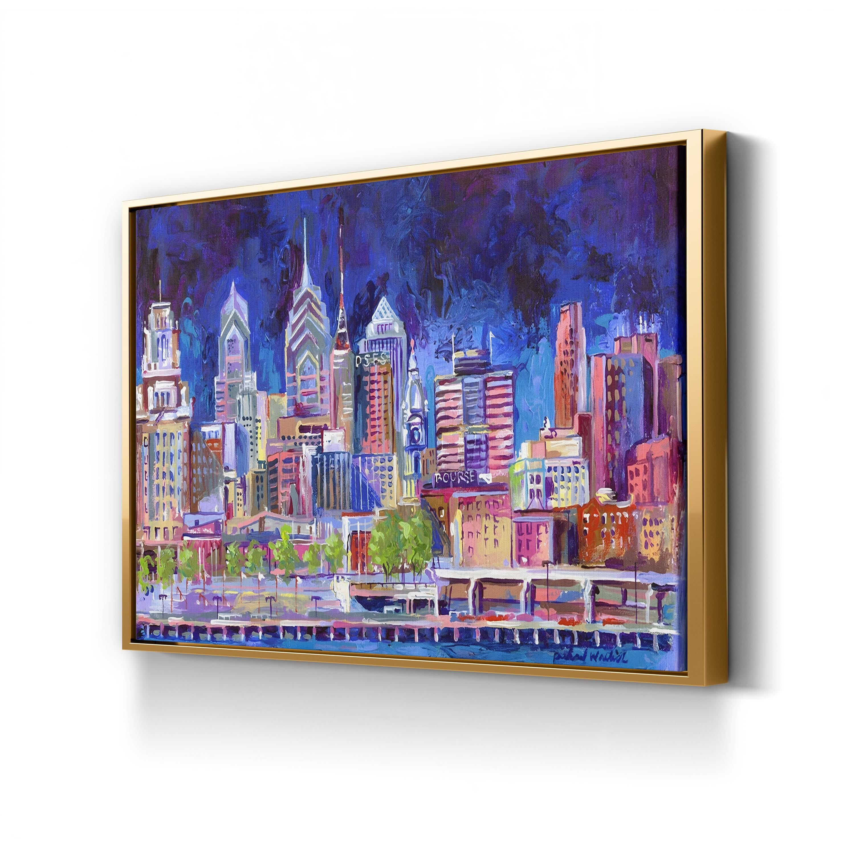 Philadelphia Cityscape at Night – Contemporary Skyline Wall Art by Richard Wallich