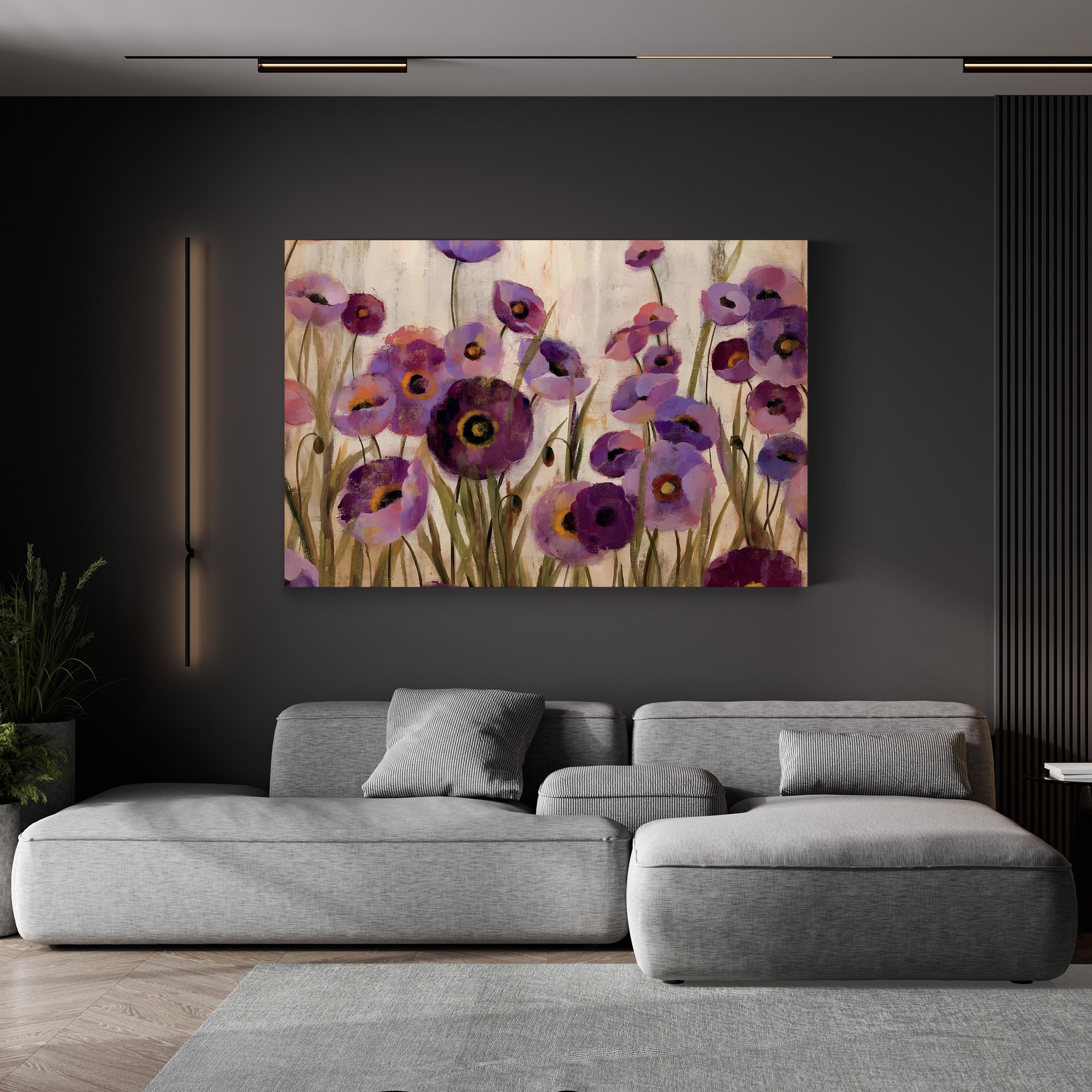Pink and Purple Flowers Wall Art – Contemporary Floral Canvas by Silvia Vassileva